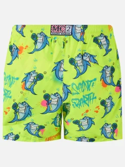 Herren-Badeshorts aus leichtem Stoff Lighting mit Cryptopuppets-Aufdruck | CRYPTOPUPPET-SONDERAUSGABE