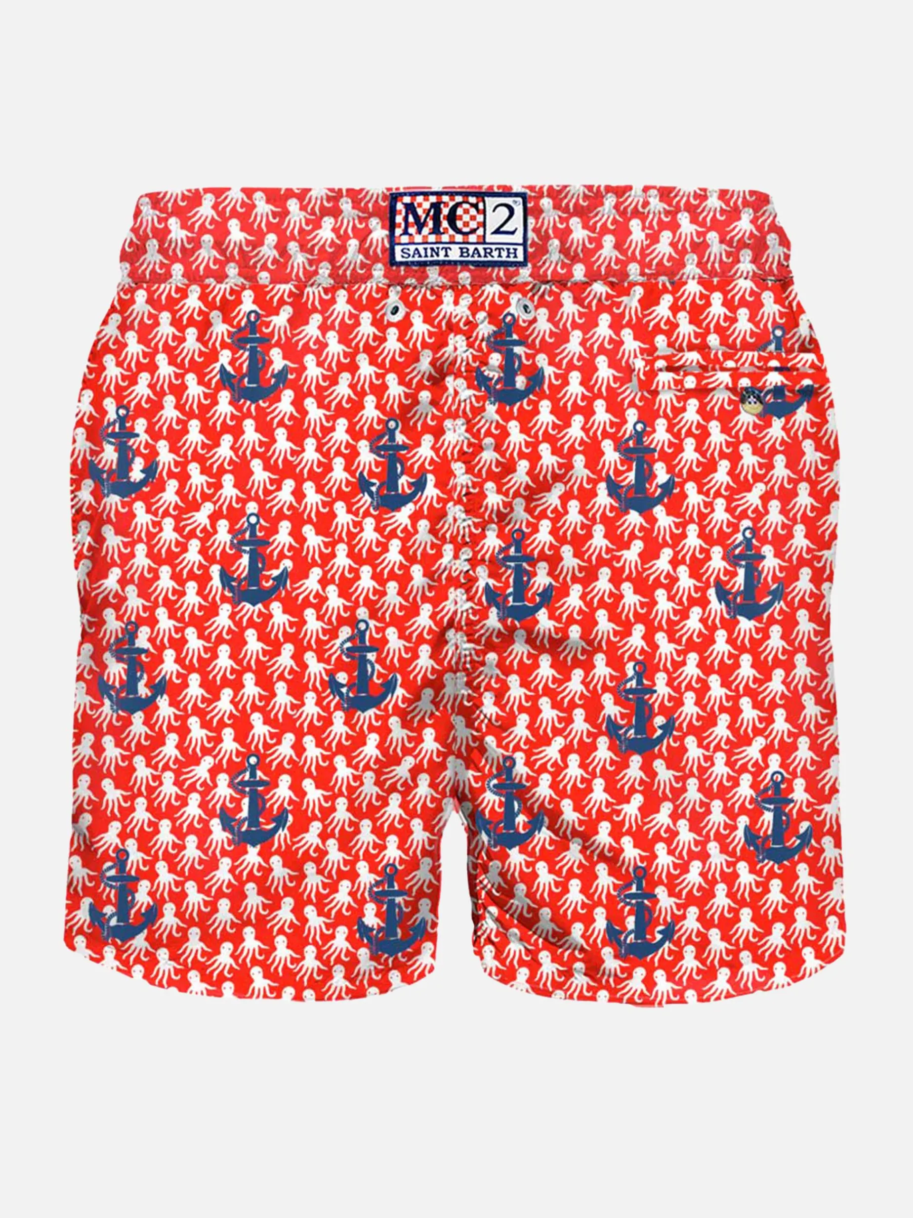 Herren-Badeshorts aus leichtem Stoff mit aufgestickten Ankern
