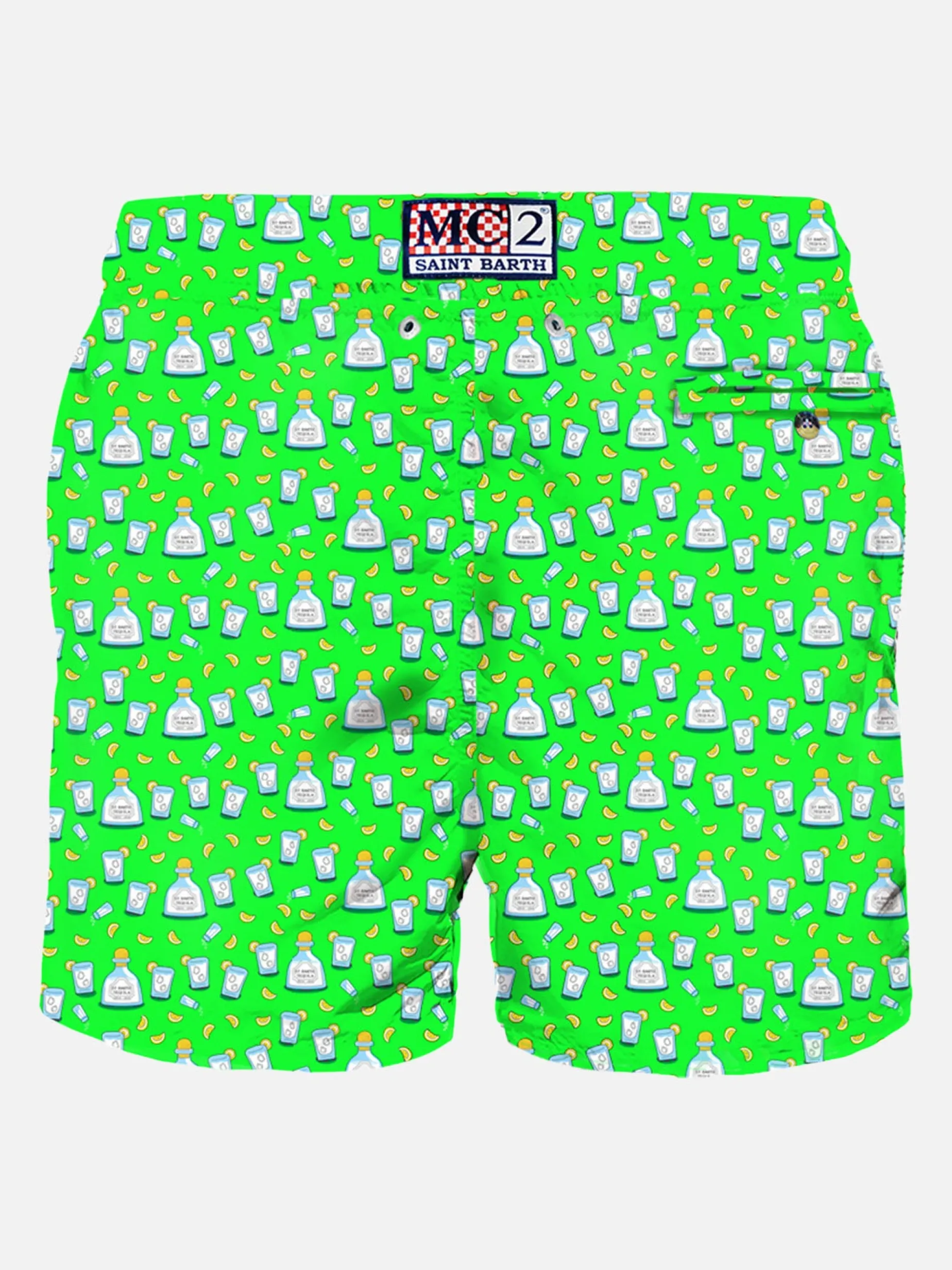 Herren-Badeshorts aus leichtem Stoff mit Tequila-Aufdruck