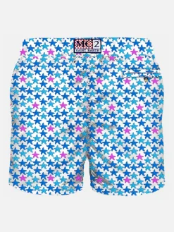 Herren-Badeshorts aus leichtem Stoff mit Seestern-Print