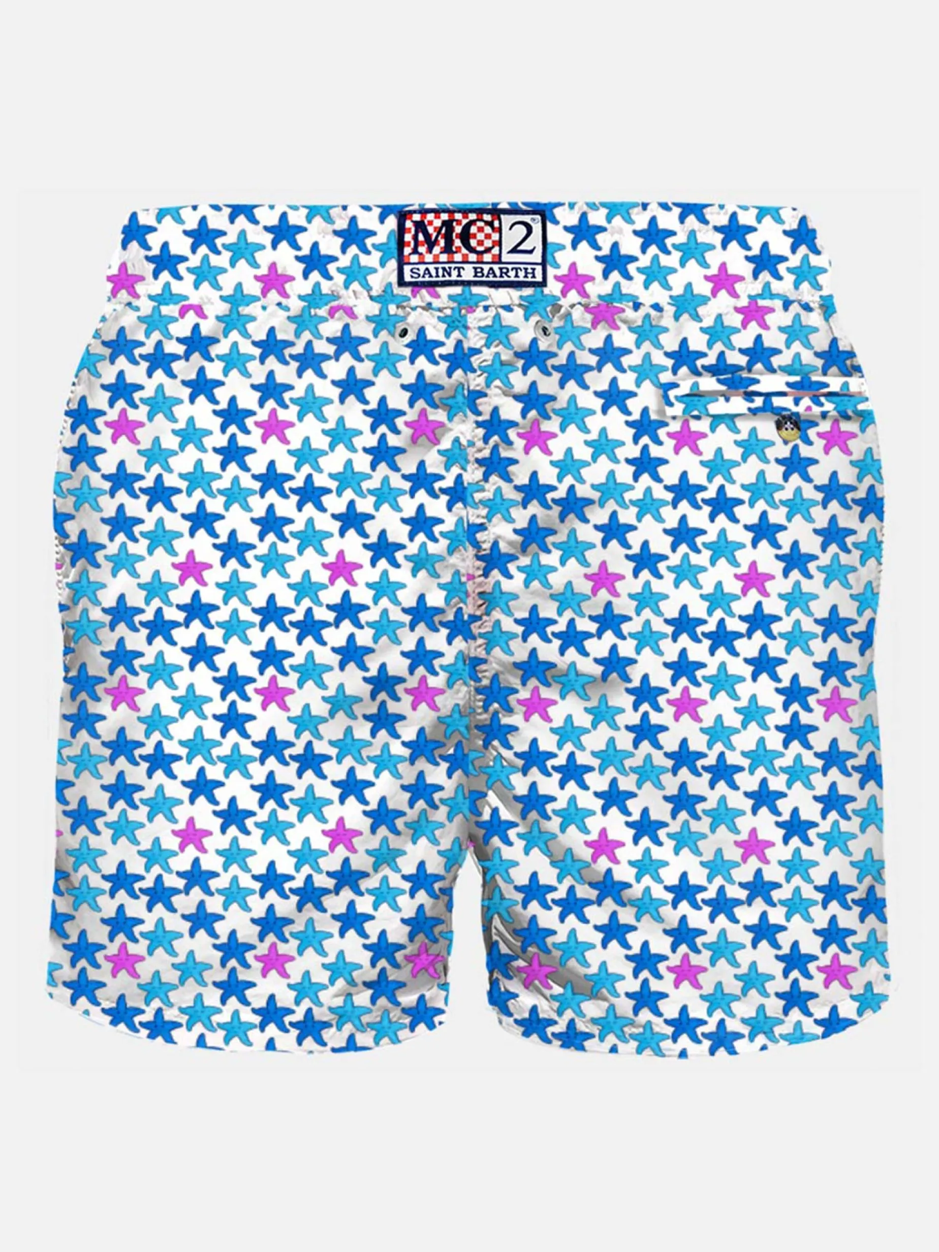 Herren-Badeshorts aus leichtem Stoff mit Seestern-Print