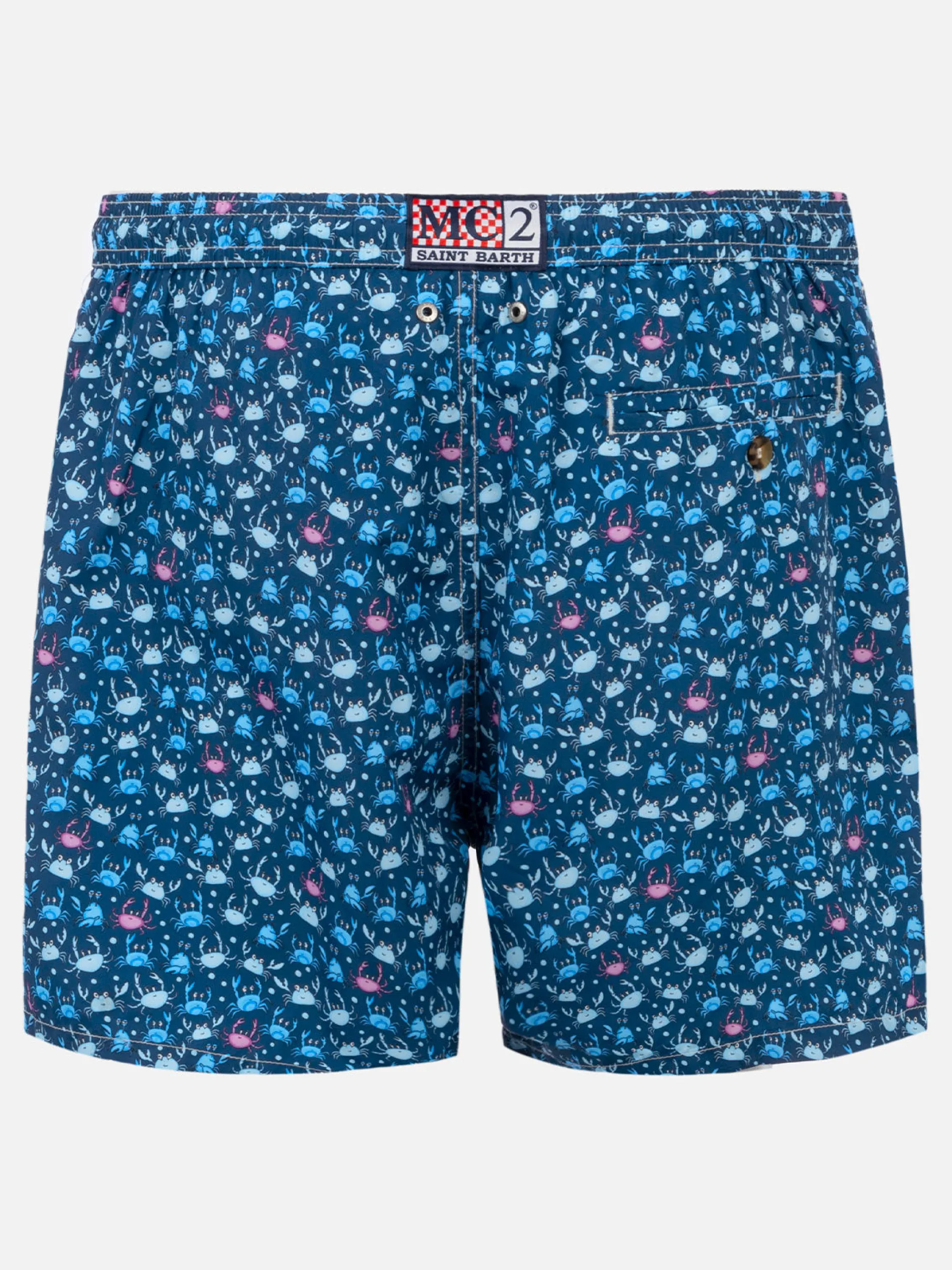 Herren-Badeshorts aus leichtem Stoff mit Krabbenprint