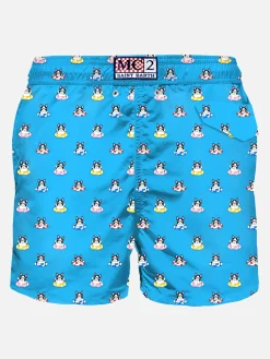 Herren-Badeshorts aus leichtem Stoff mit Hundeaufdruck