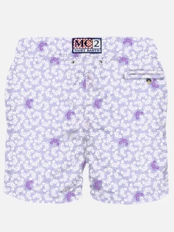Herren-Badeshorts aus leichtem Stoff mit Krabbenprint