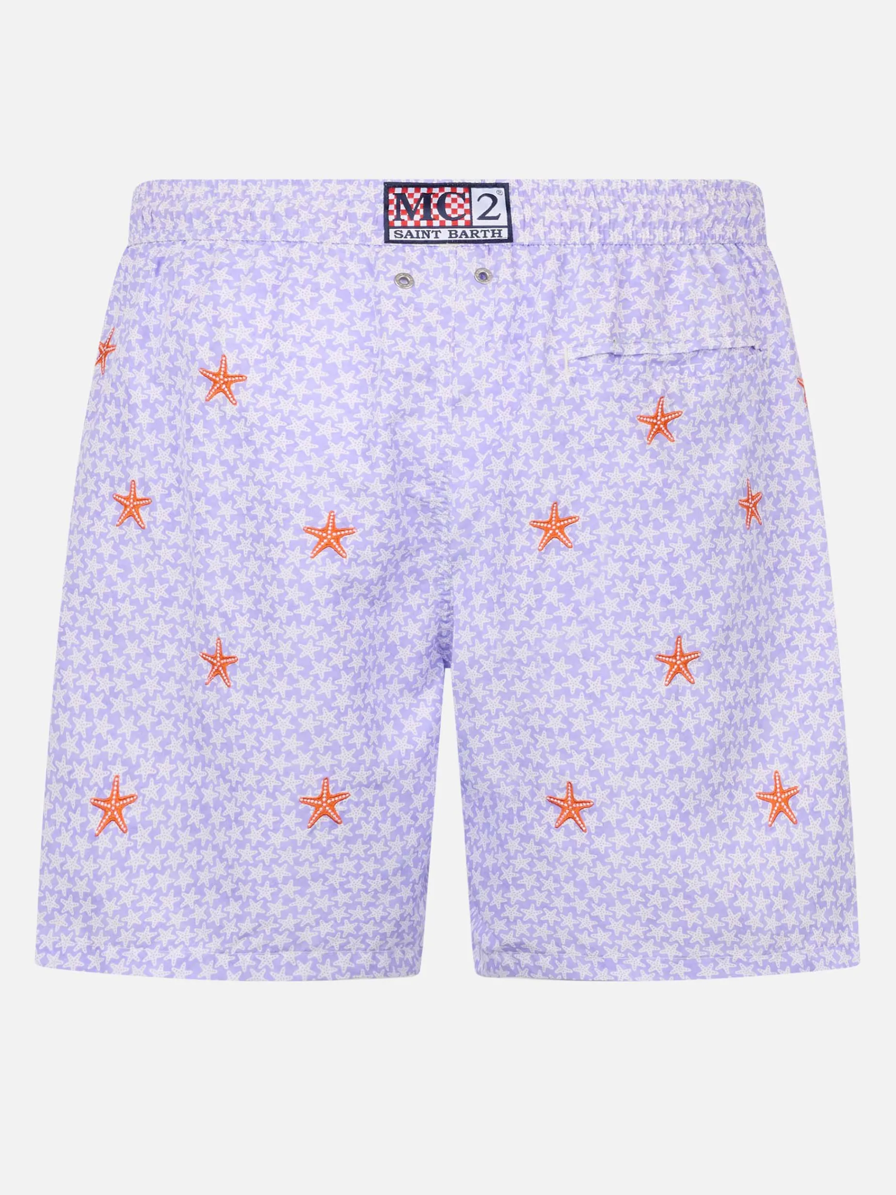 Herren-Badeshorts aus leichtem Stoff Lighting mit aufgestickten Seesternen