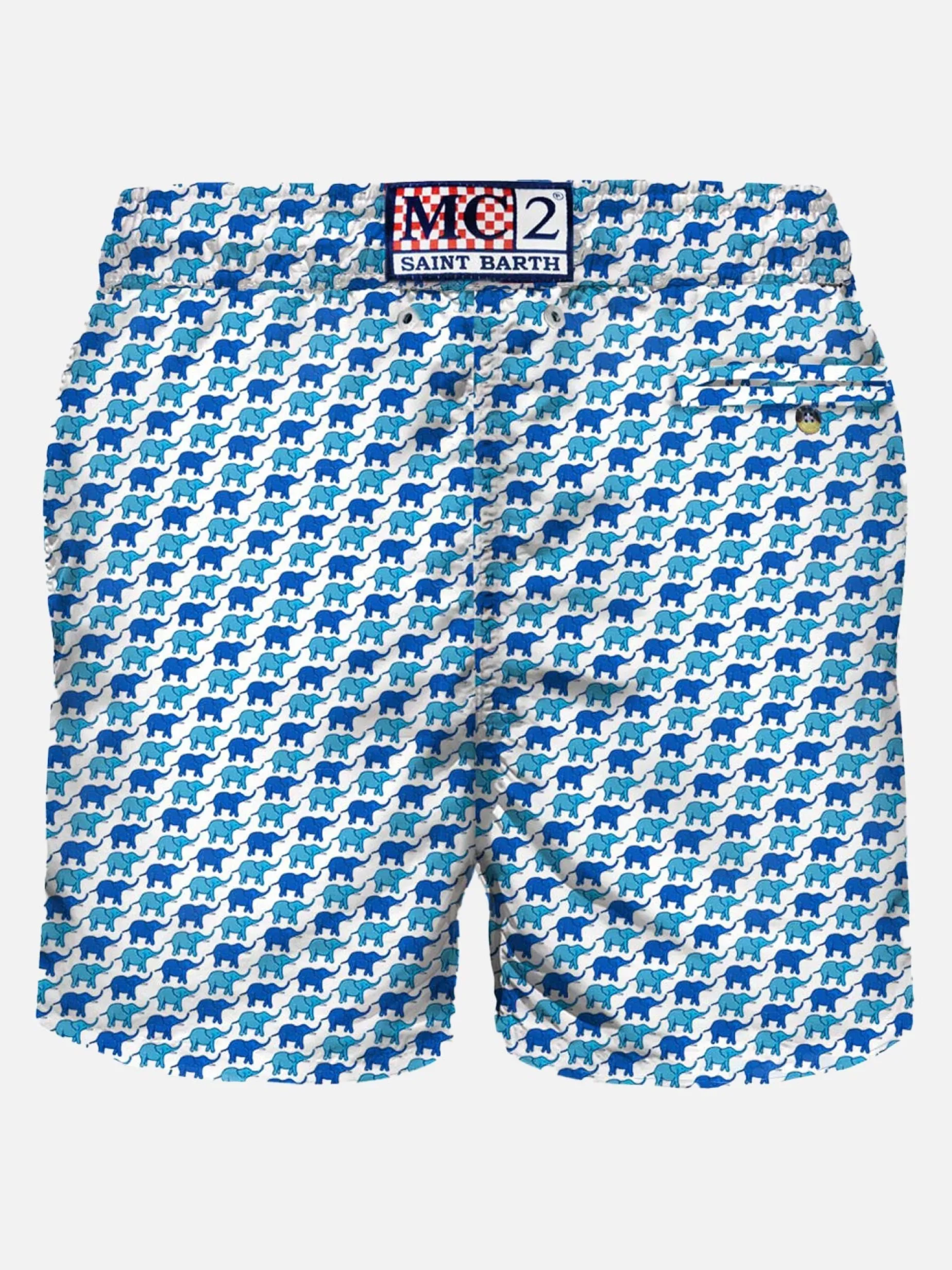Herren-Badeshorts aus leichtem Stoff mit Elefantenmuster