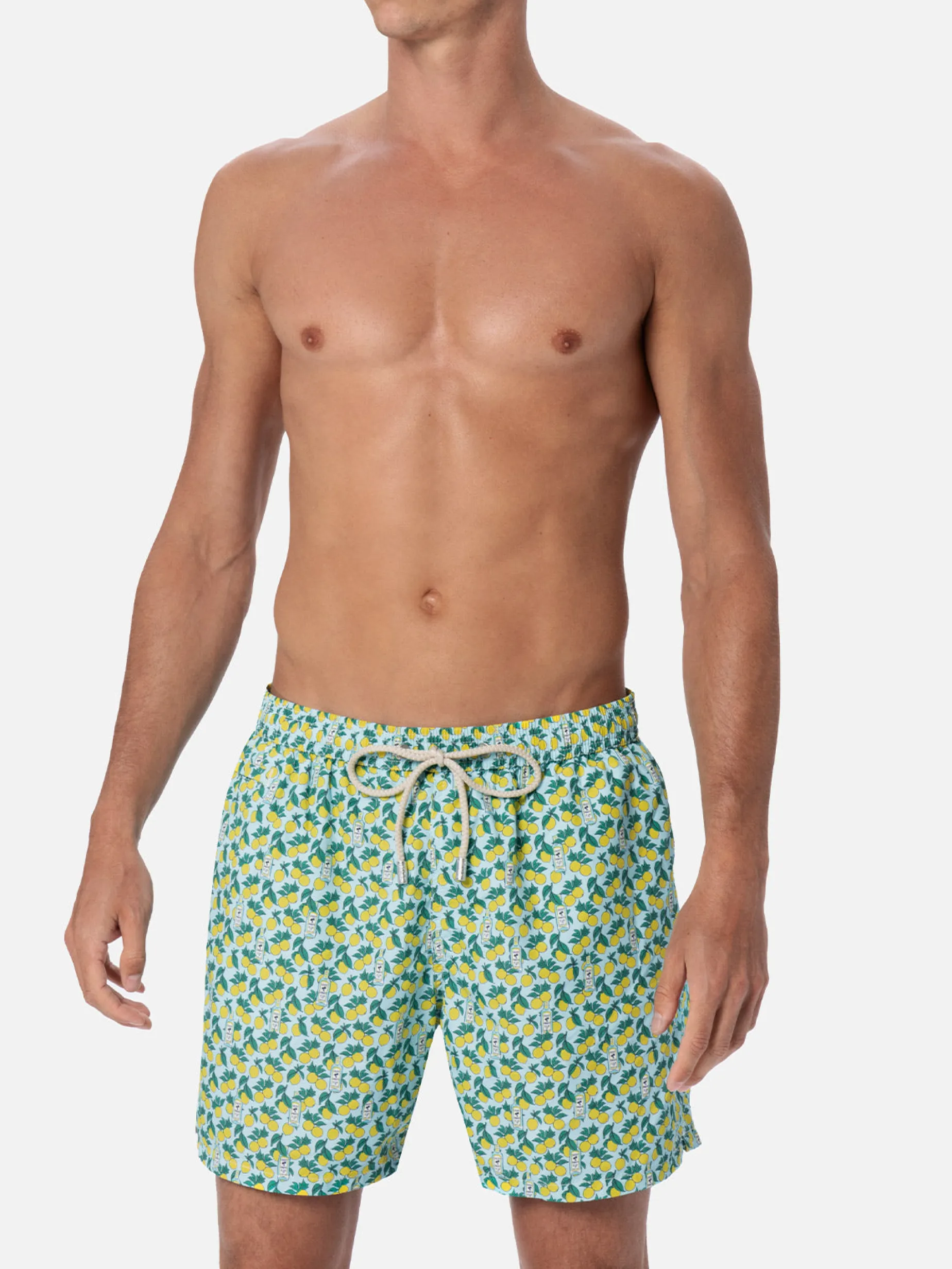 Herren-Badeshorts aus leichtem Stoff Lighting Micro Fantasy mit Gin- und Zitronen-Print