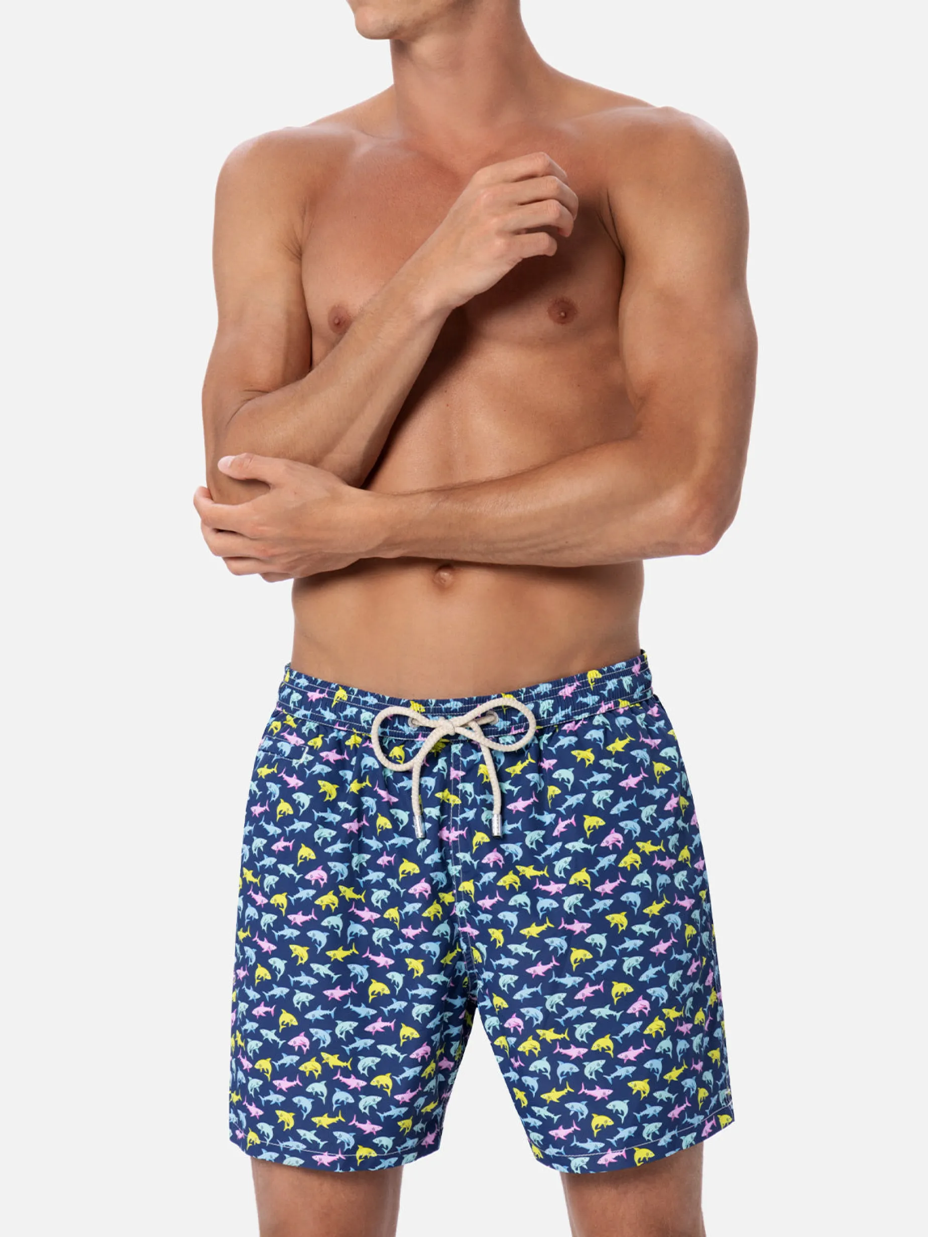 Herren-Badeshorts aus leichtem Stoff Lighting Micro Fantasy mit Hai-Print