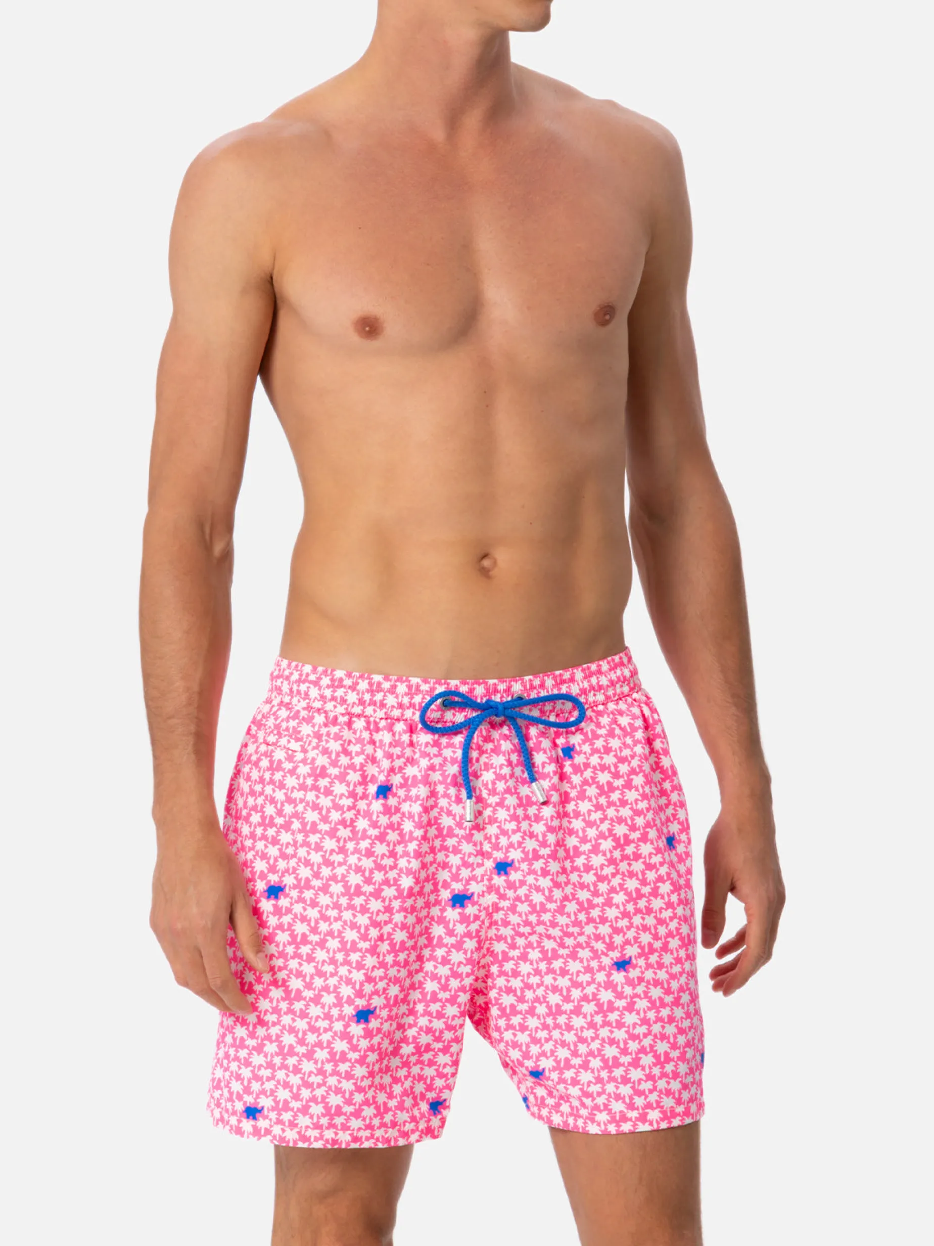 Herren-Badeshorts aus leichtem Stoff Lighting Micro Fantasy mit Palmen-Print