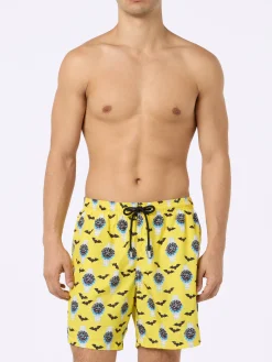 Herren-Badeshorts aus leichtem Stoff Lighting mit Uhrenaufdruck
