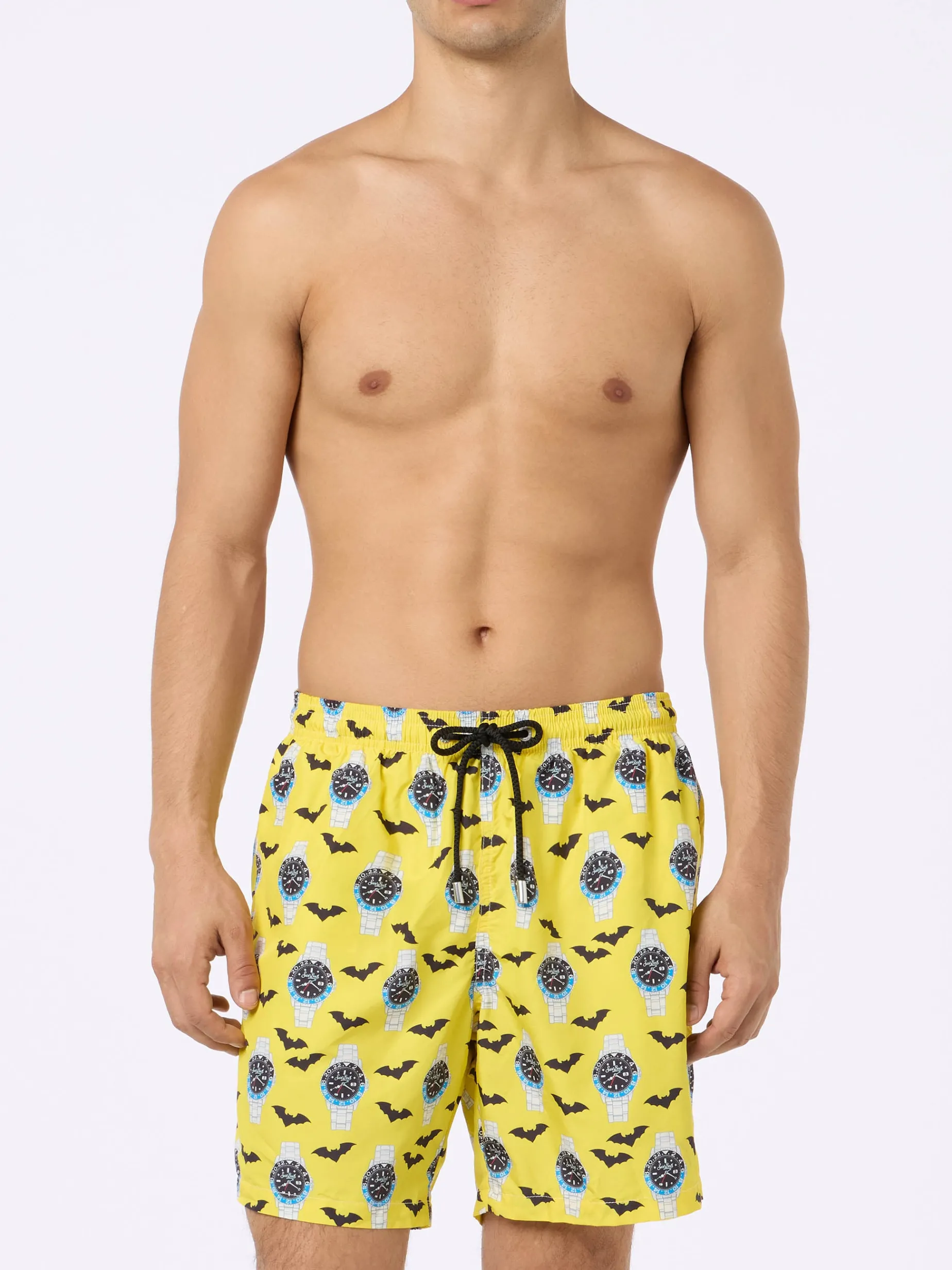 Herren-Badeshorts aus leichtem Stoff Lighting mit Uhrenaufdruck