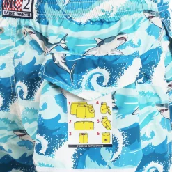 Herren-Badeshorts aus leichtem Stoff mit Hai-Print