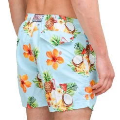 Herren-Badeshorts aus leichtem Stoff mit Kokosnuss- und Ananas-Print