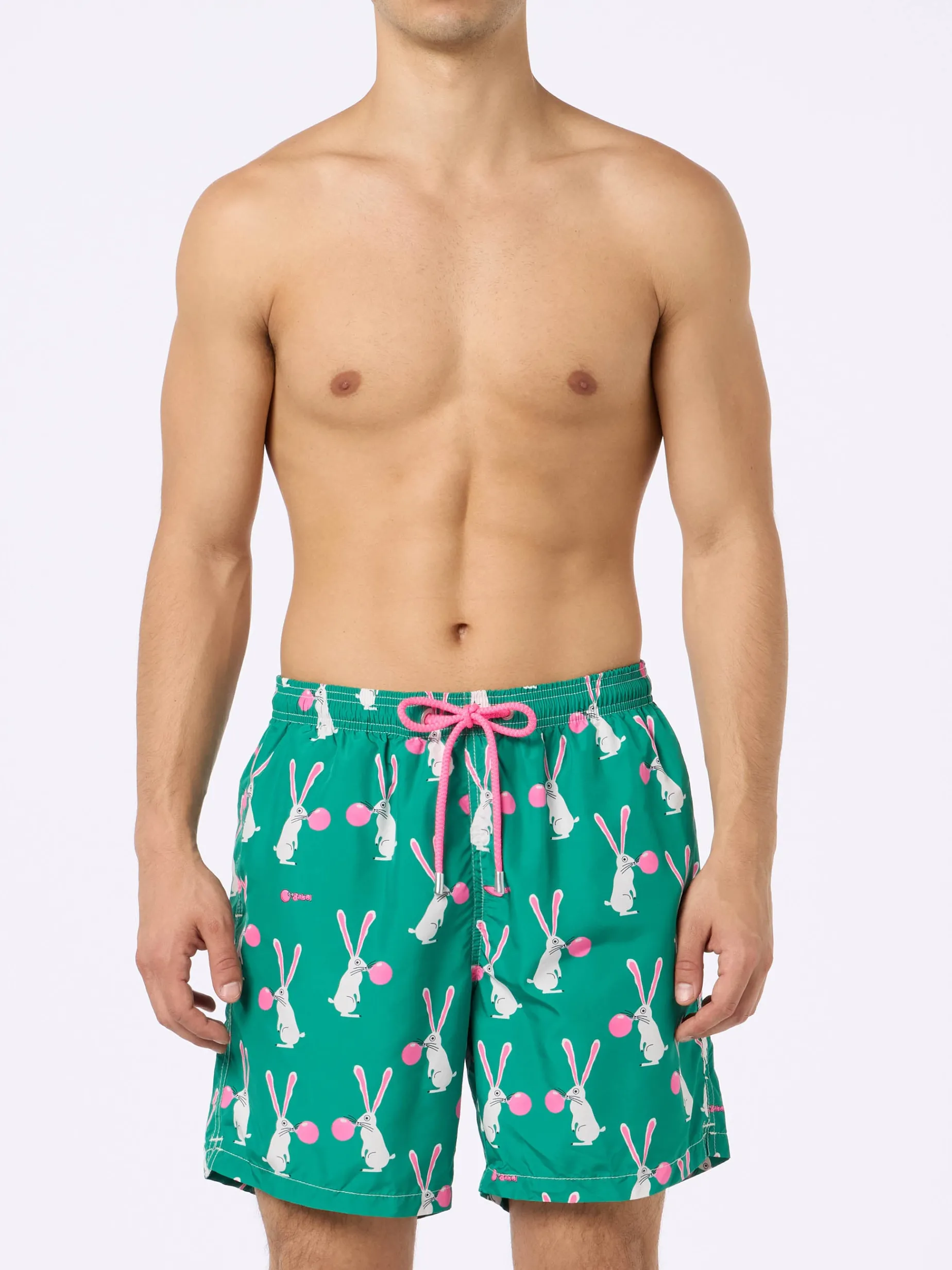 Herren-Badeshorts aus leichtem Stoff Lighting mit Big-Babol-Kaninchen-Aufdruck | GROSSE BABOL-SONDERAUSGABE