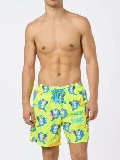 Herren-Badeshorts aus leichtem Stoff Lighting mit Cryptopuppets-Aufdruck | CRYPTOPUPPET-SONDERAUSGABE