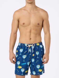 Herren-Badeshorts aus leichtem Stoff Lighting mit Cryptopuppets-Aufdruck | CRYPTOPUPPET-SONDERAUSGABE