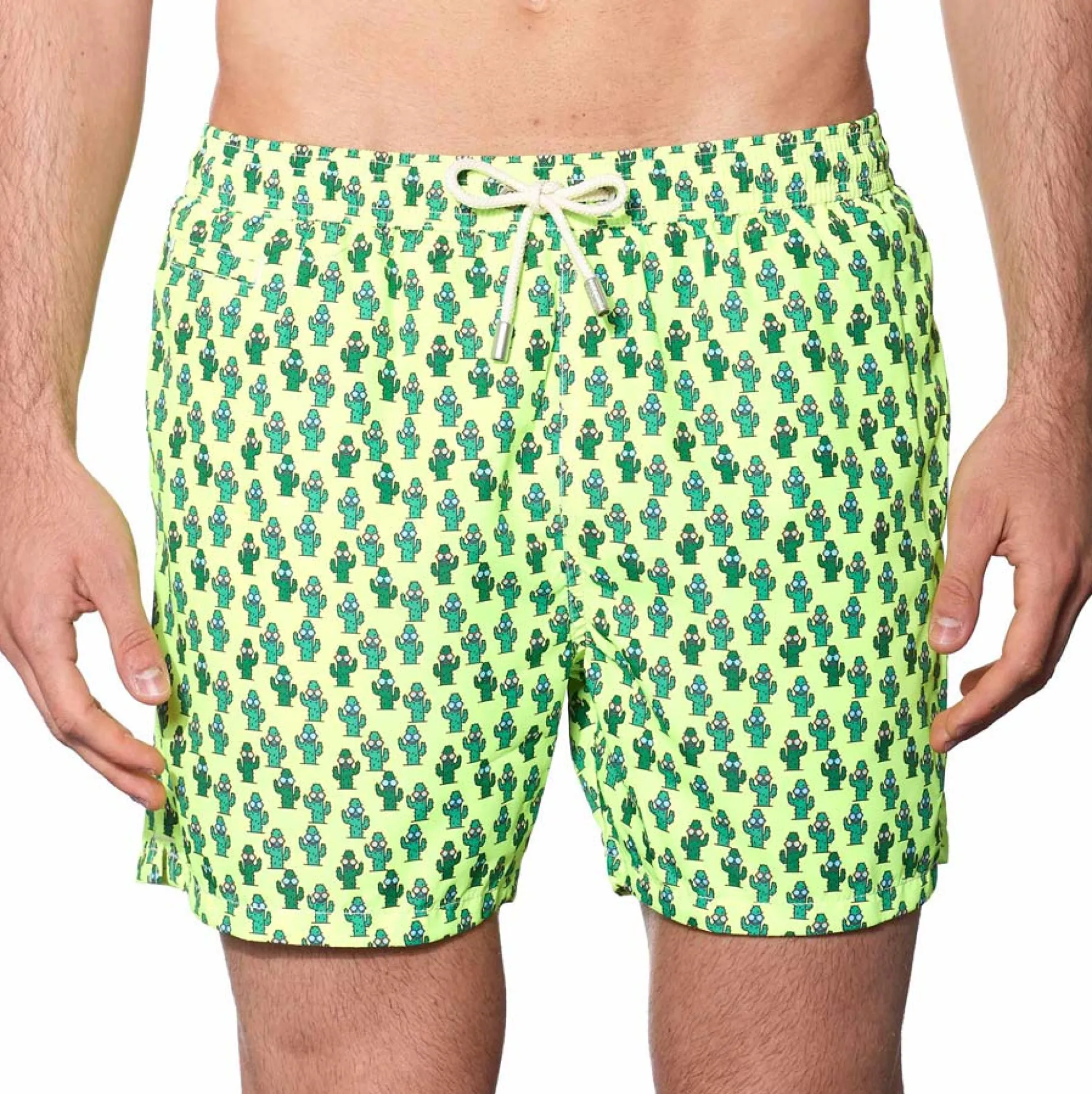 Herren-Badeshorts aus leichtem Stoff mit Kaktusmuster