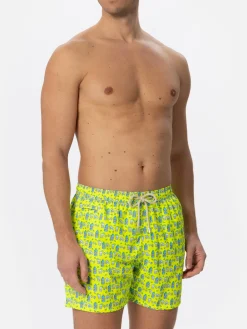 Herren-Badeshorts aus leichtem Stoff mit Gin- und Gym-Print