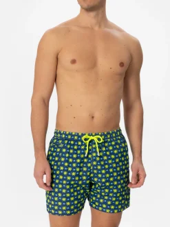 Herren-Badeshorts aus leichtem Stoff mit Fisch- und Oktopus-Print