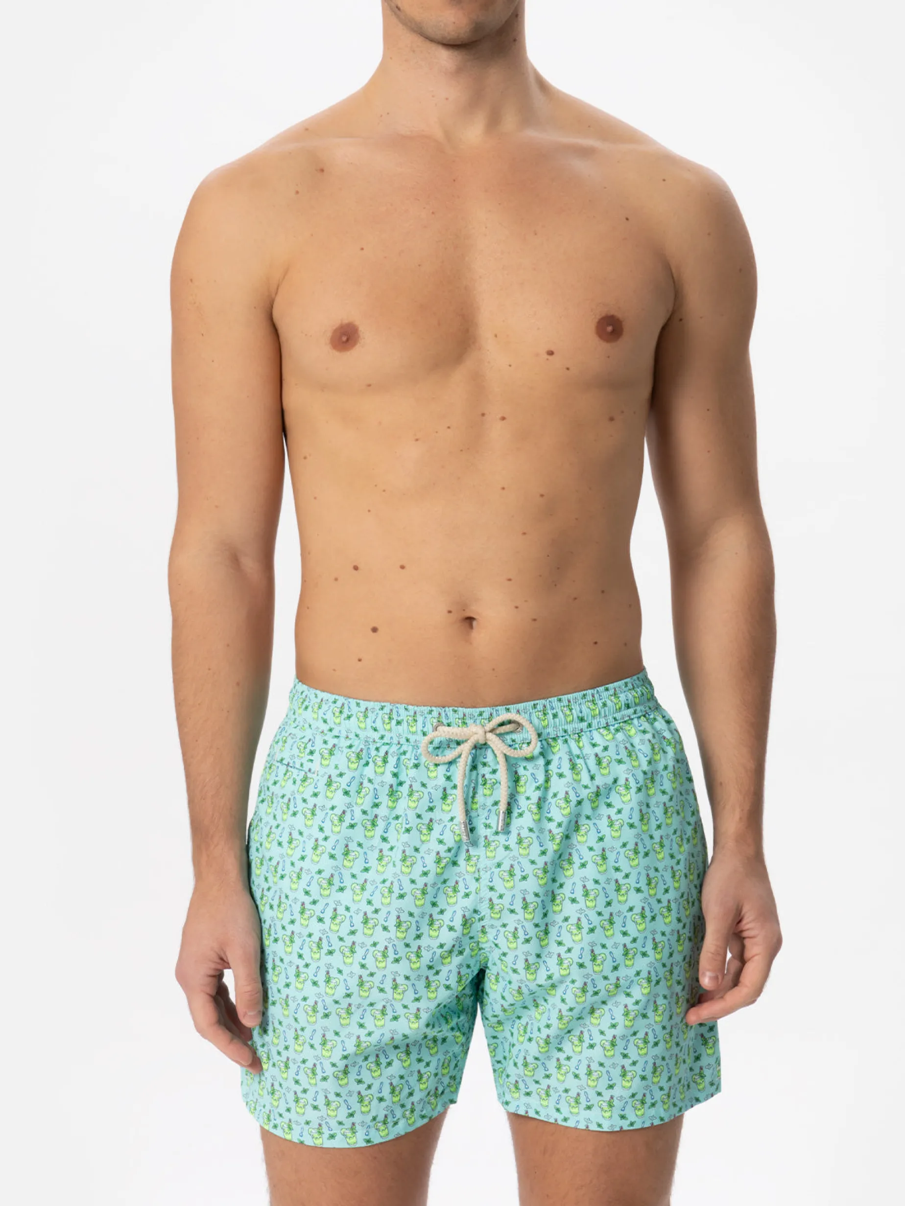 Herren-Badeshorts aus leichtem Stoff mit Mojito-Print