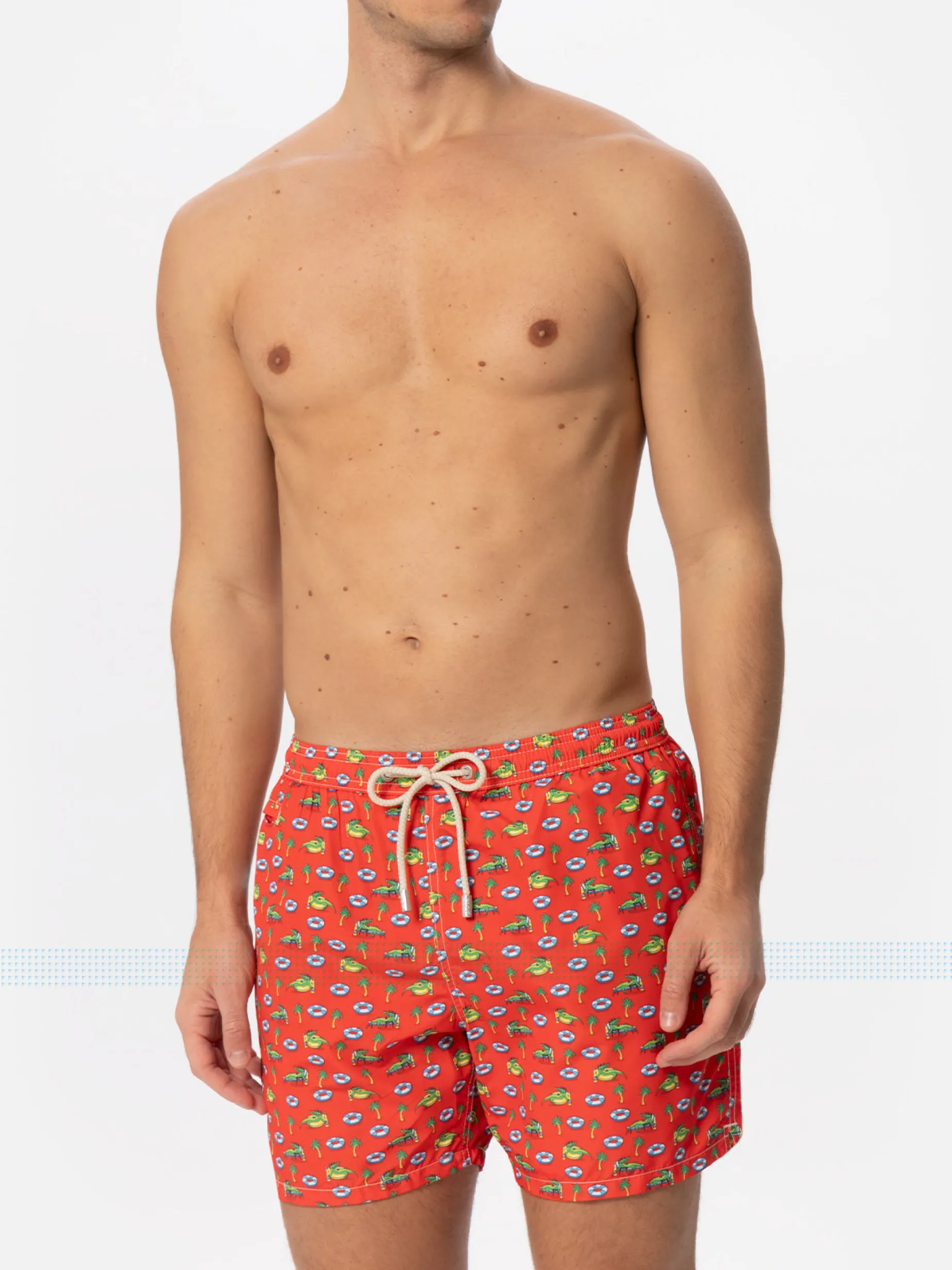 Herren-Badeshorts aus leichtem Stoff mit Krokodildruck