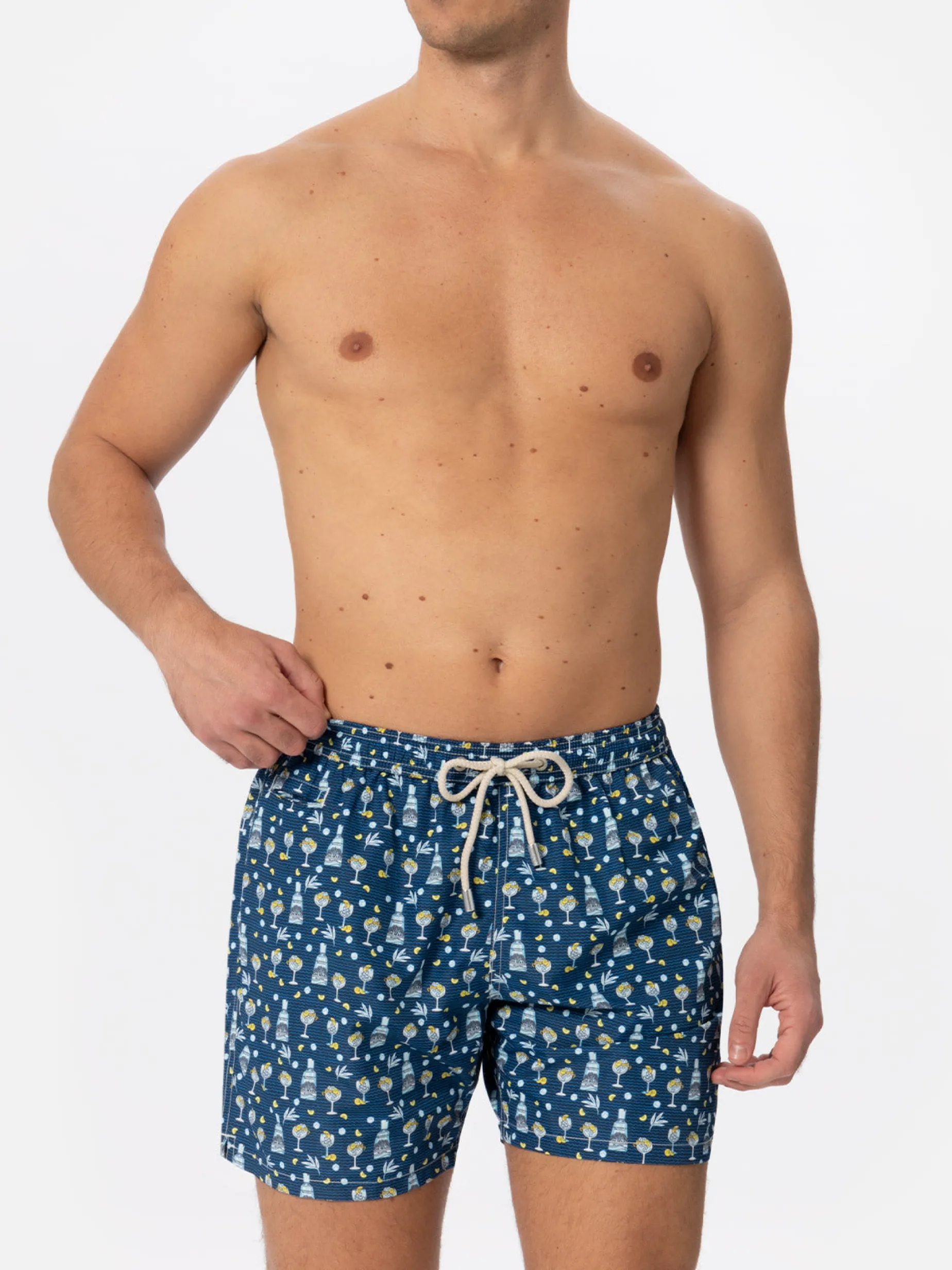 Herren-Badeshorts aus leichtem Stoff mit Gin-Mare-Print | GIN MARE SONDEREDITION
