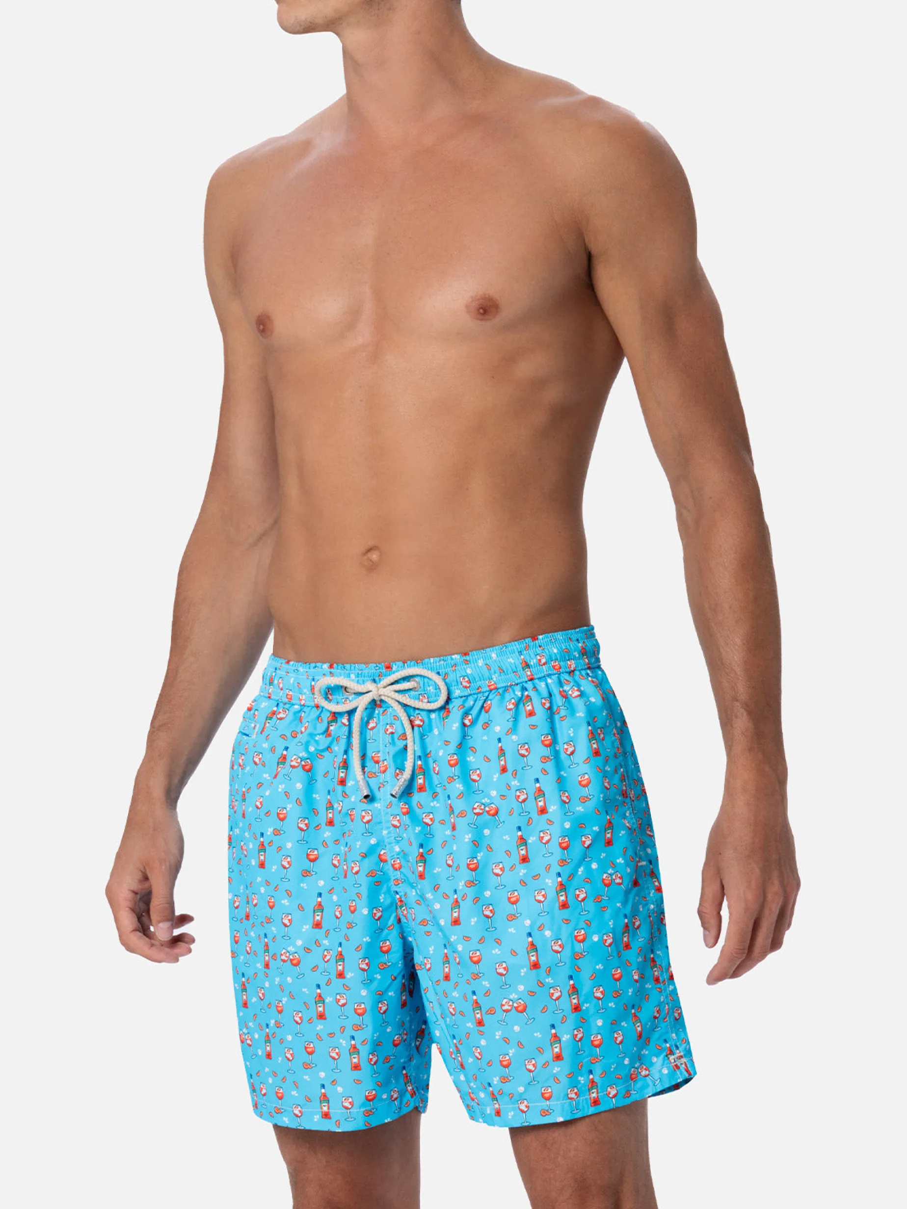 Herren-Badeshorts aus leichtem Stoff Lighting Micro Fantasy mit Aperol Spritz-Aufdruck | APEROL SONDEREDITION