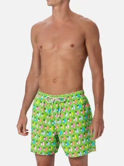 Herren-Badeshorts aus leichtem Stoff Lighting Micro Fantasy mit Surfer-Dogs-Aufdruck