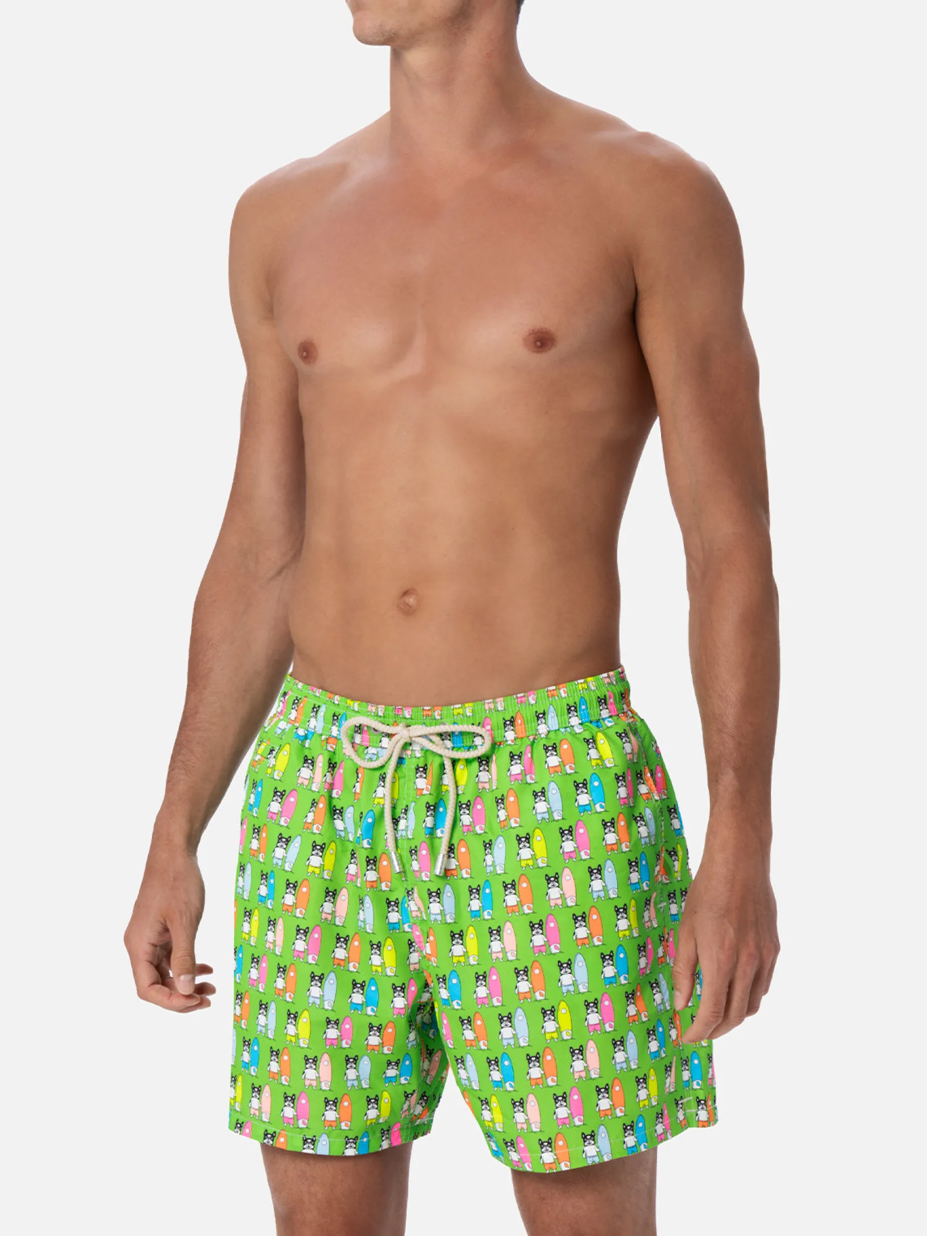 Herren-Badeshorts aus leichtem Stoff Lighting Micro Fantasy mit Surfer-Dogs-Aufdruck