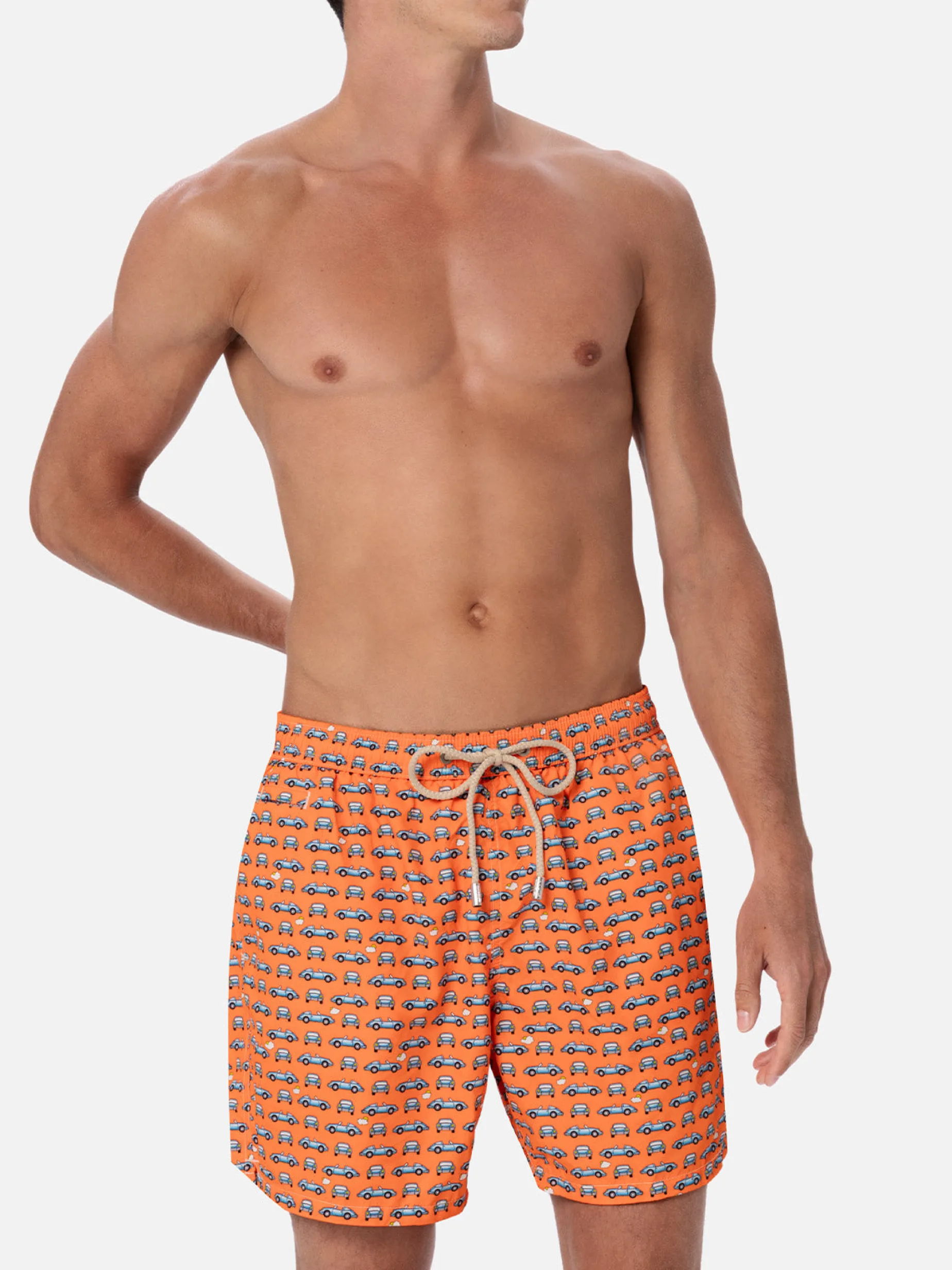 Herren-Badeshorts aus leichtem Stoff Lighting Micro Fantasy mit Autos-Aufdruck