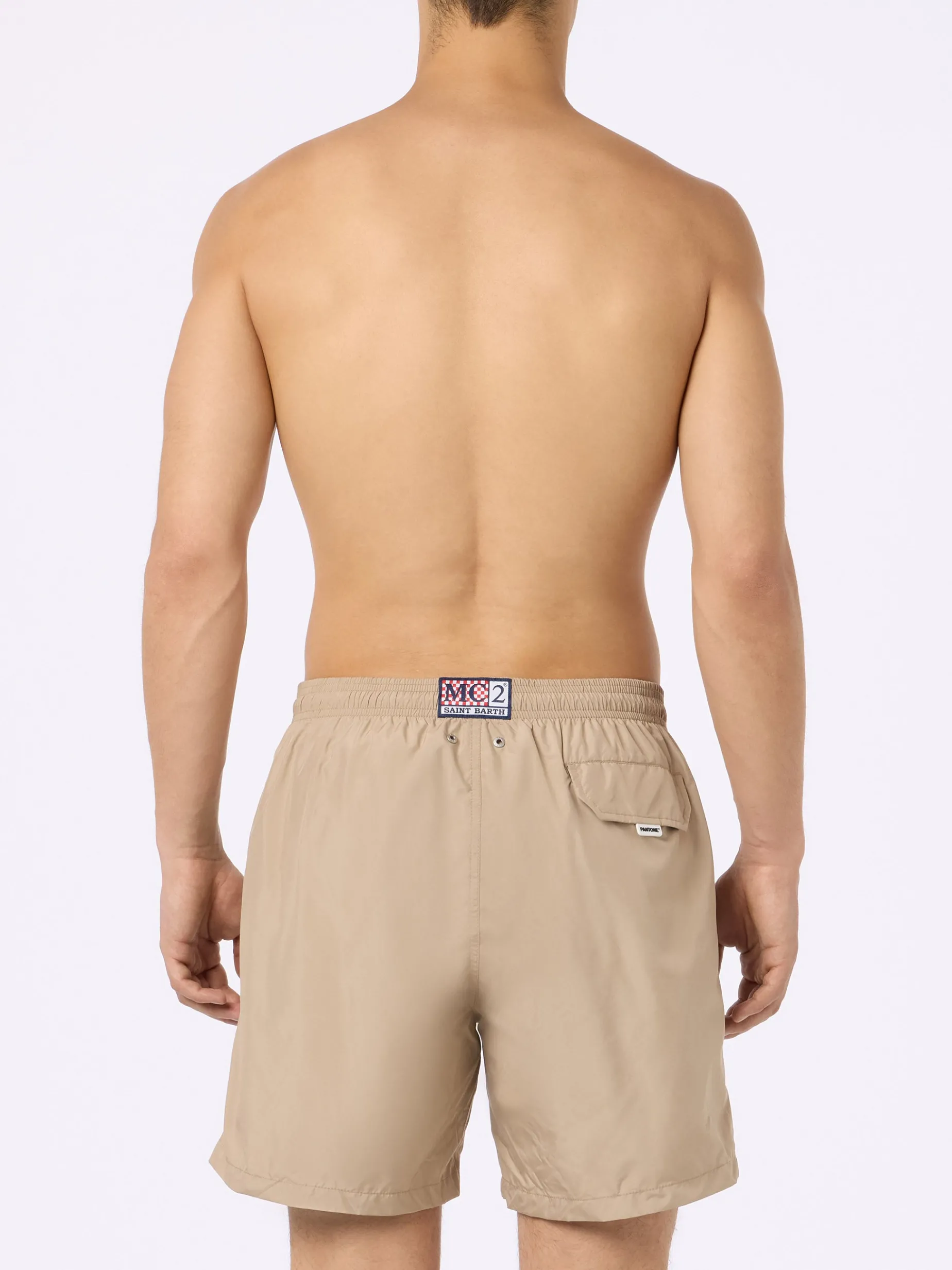 Herren-Badeshorts aus leichtem Stoff in Beige Lighting Pantone | PANTONE-SONDERAUSGABE