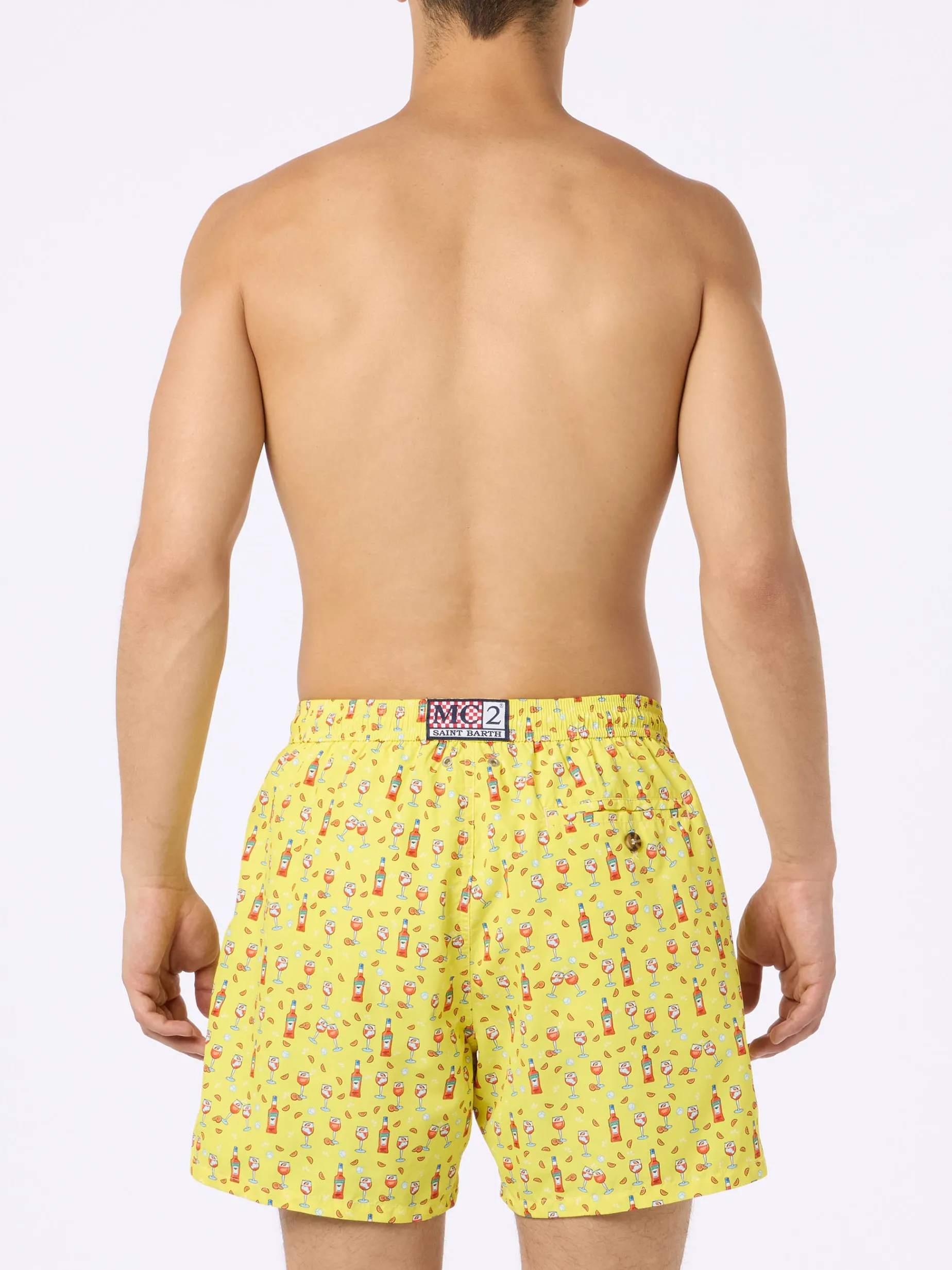 Herren-Badeshorts aus leichtem Stoff Lighting Micro Fantasy mit Aperol Spritz-Aufdruck | APEROL SONDEREDITION