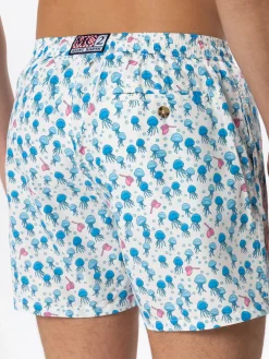 Herren-Badeshorts aus leichtem Stoff mit Quallen-Print