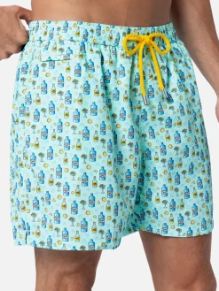 Herren-Badeshorts aus leichtem Stoff Lighting Micro Fantasy mit Gin-Tonic-Aufdruck