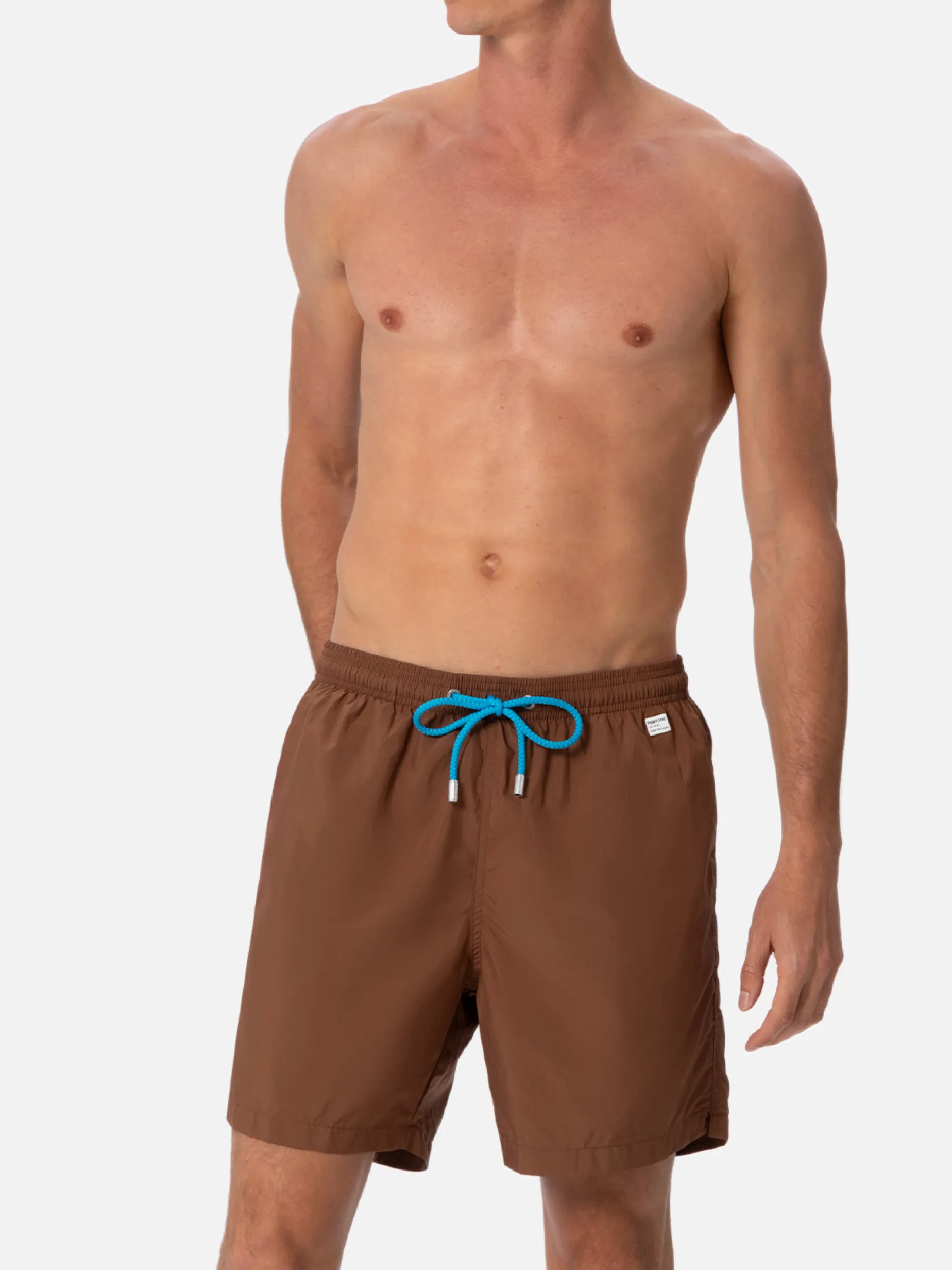 Herren-Badeshorts aus leichtem Stoff in Braun Lighting Pantone | PANTONE-SONDERAUSGABE