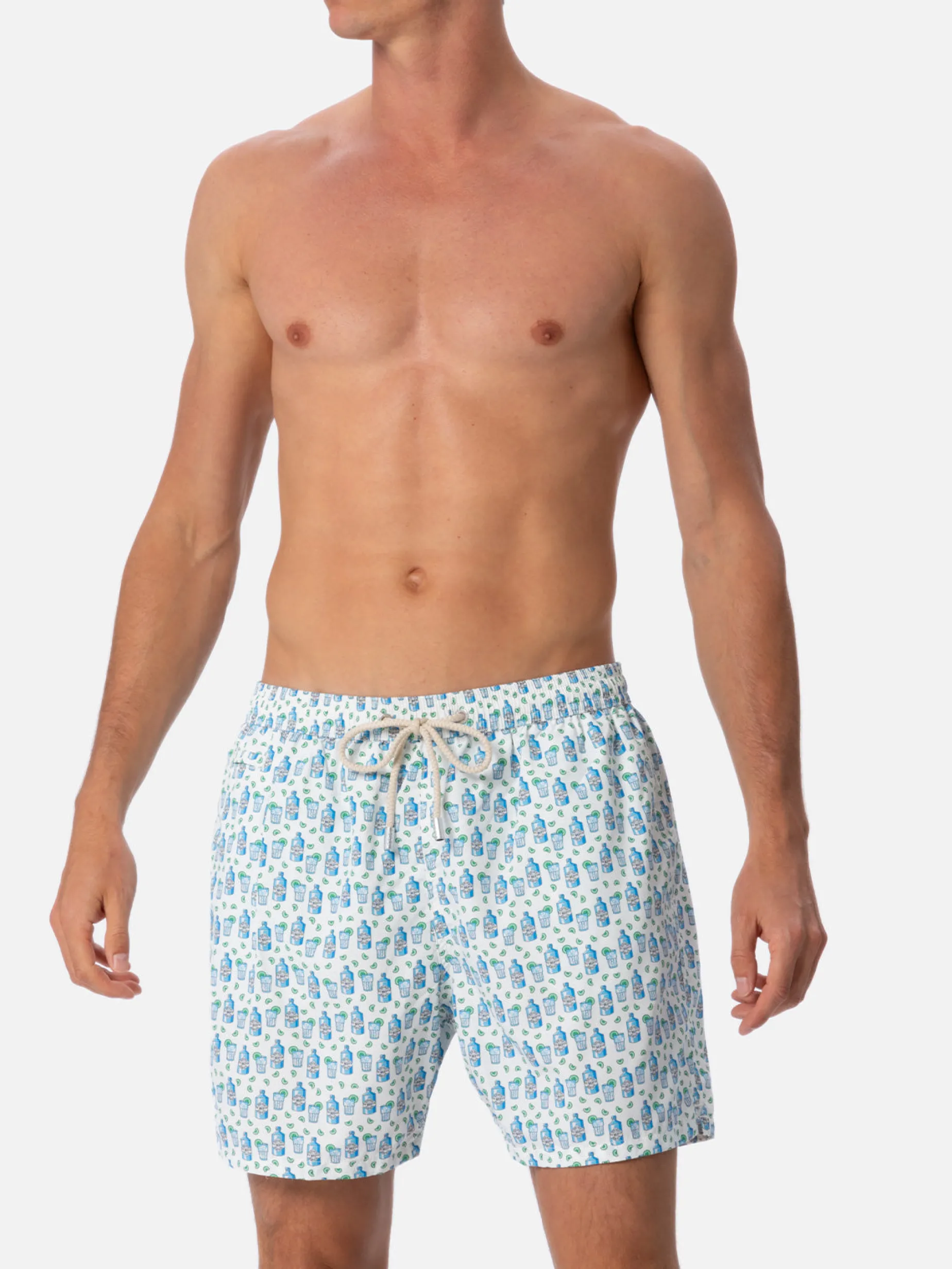 Herren-Badeshorts aus leichtem Stoff Lighting Micro Fantasy mit Gin-Tonic-Aufdruck