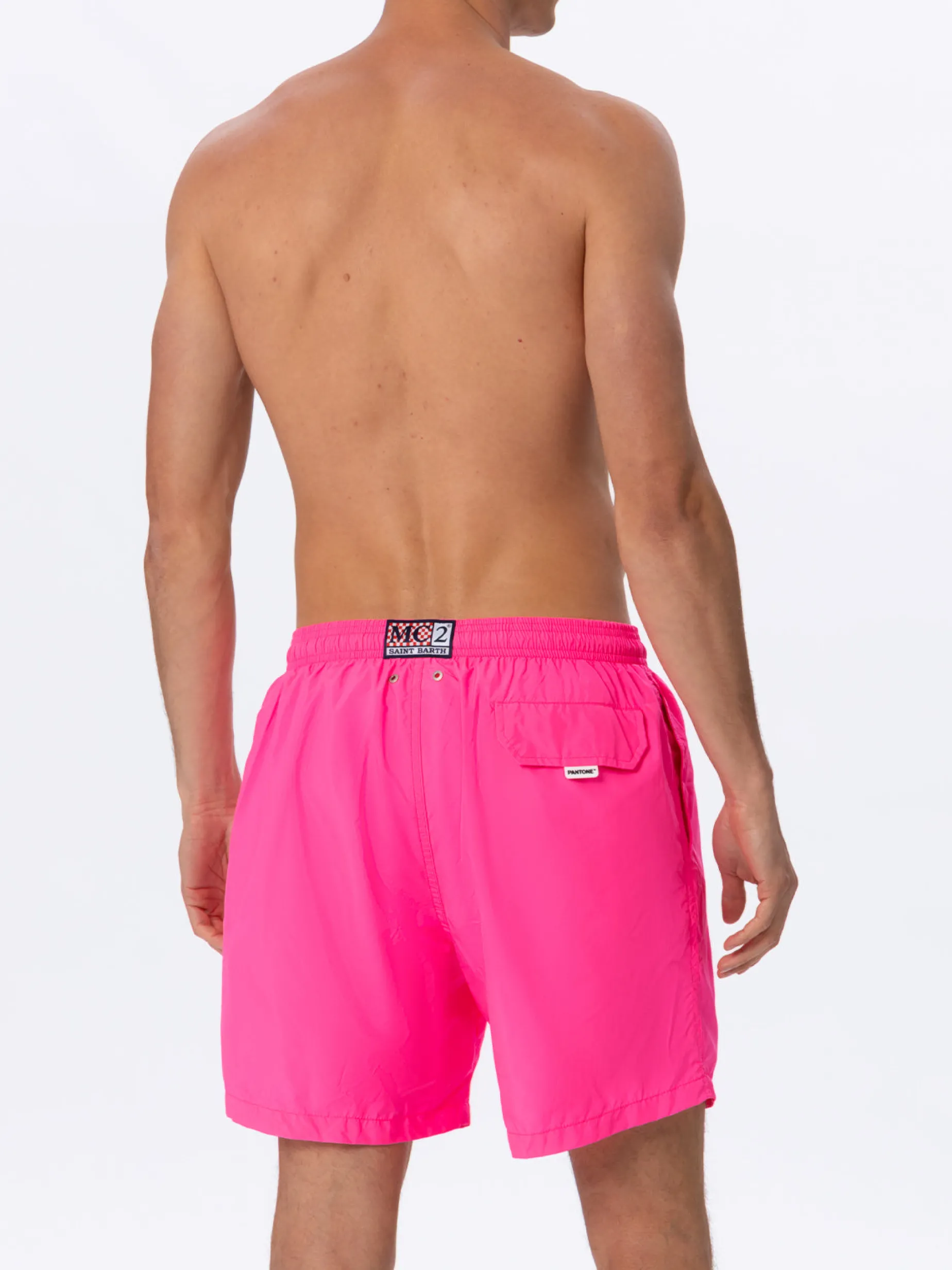 Herren-Badeshorts aus leichtem Stoff in Neonrosa Lighting Pantone | PANTONE-SONDERAUSGABE