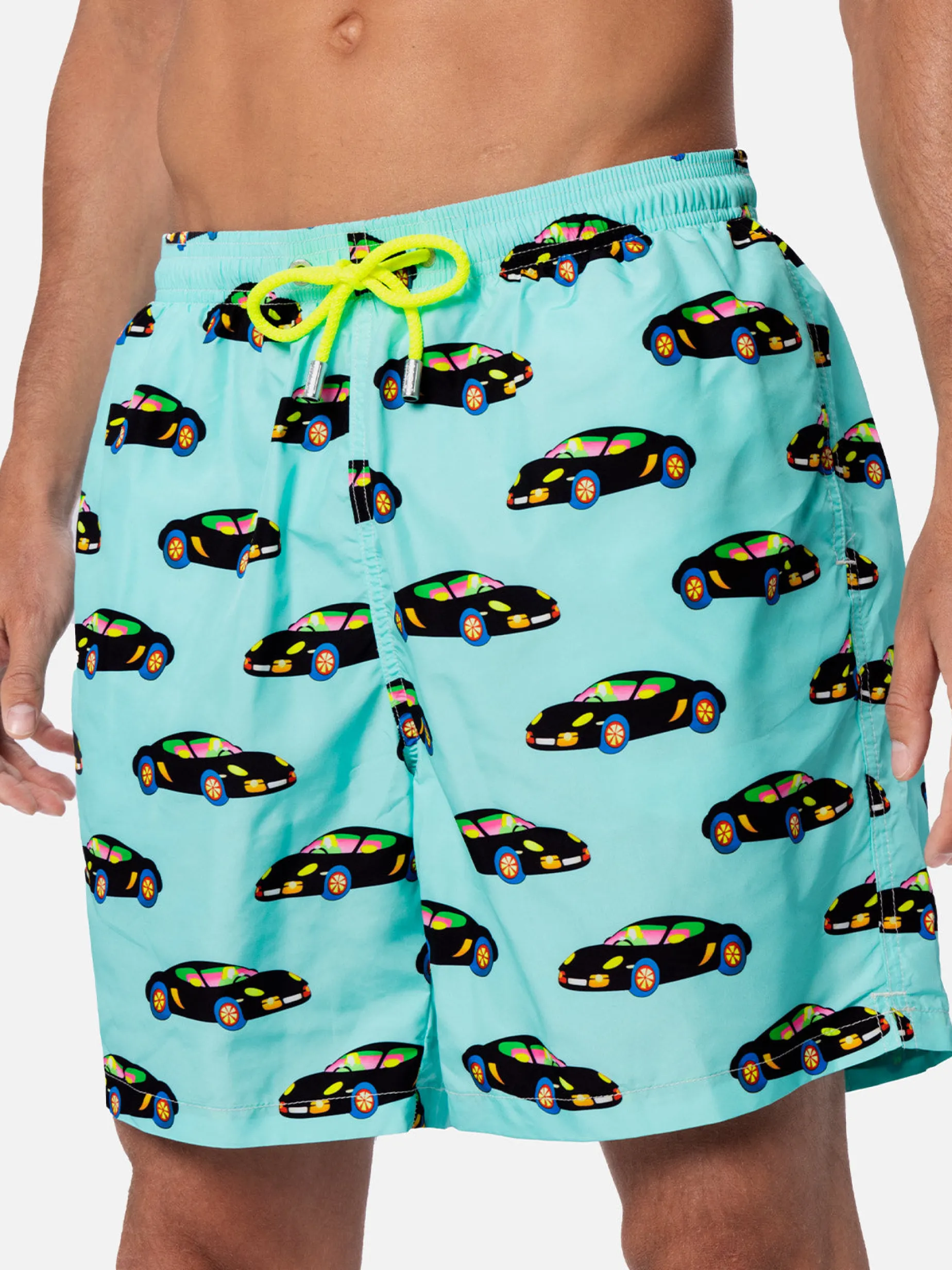 Herren-Badeshorts aus leichtem Stoff Lighting mit Lodola-Autoaufdruck | MARCO LODOLA SPECIAL EDITION