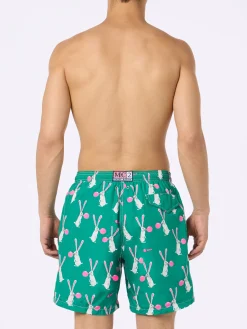 Herren-Badeshorts aus leichtem Stoff Lighting mit Big-Babol-Kaninchen-Aufdruck | GROSSE BABOL-SONDERAUSGABE