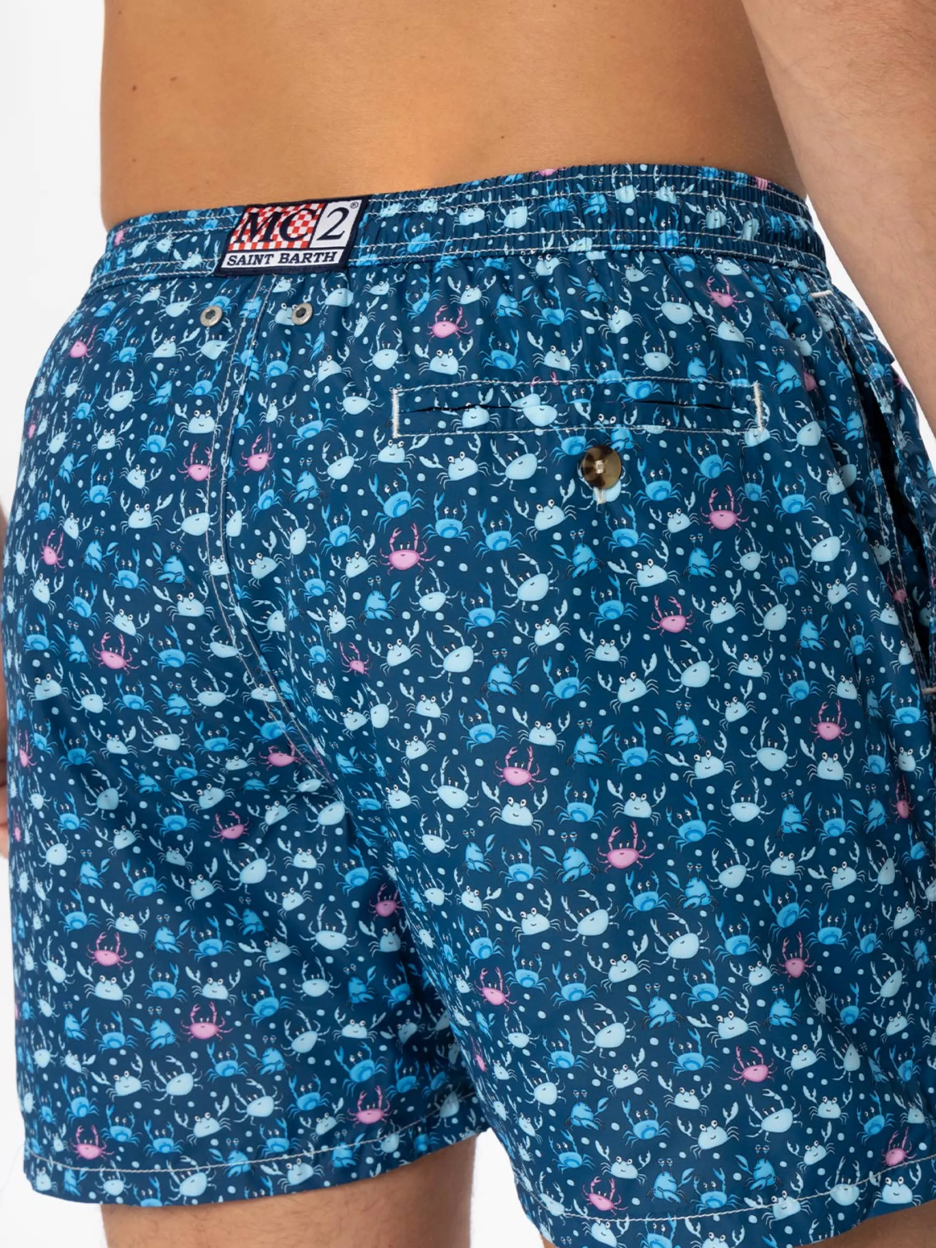 Herren-Badeshorts aus leichtem Stoff mit Krabbenprint