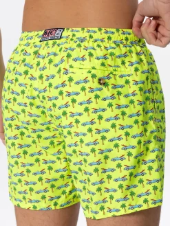 Herren-Badeshorts aus leichtem Stoff mit Surfcar-Aufdruck