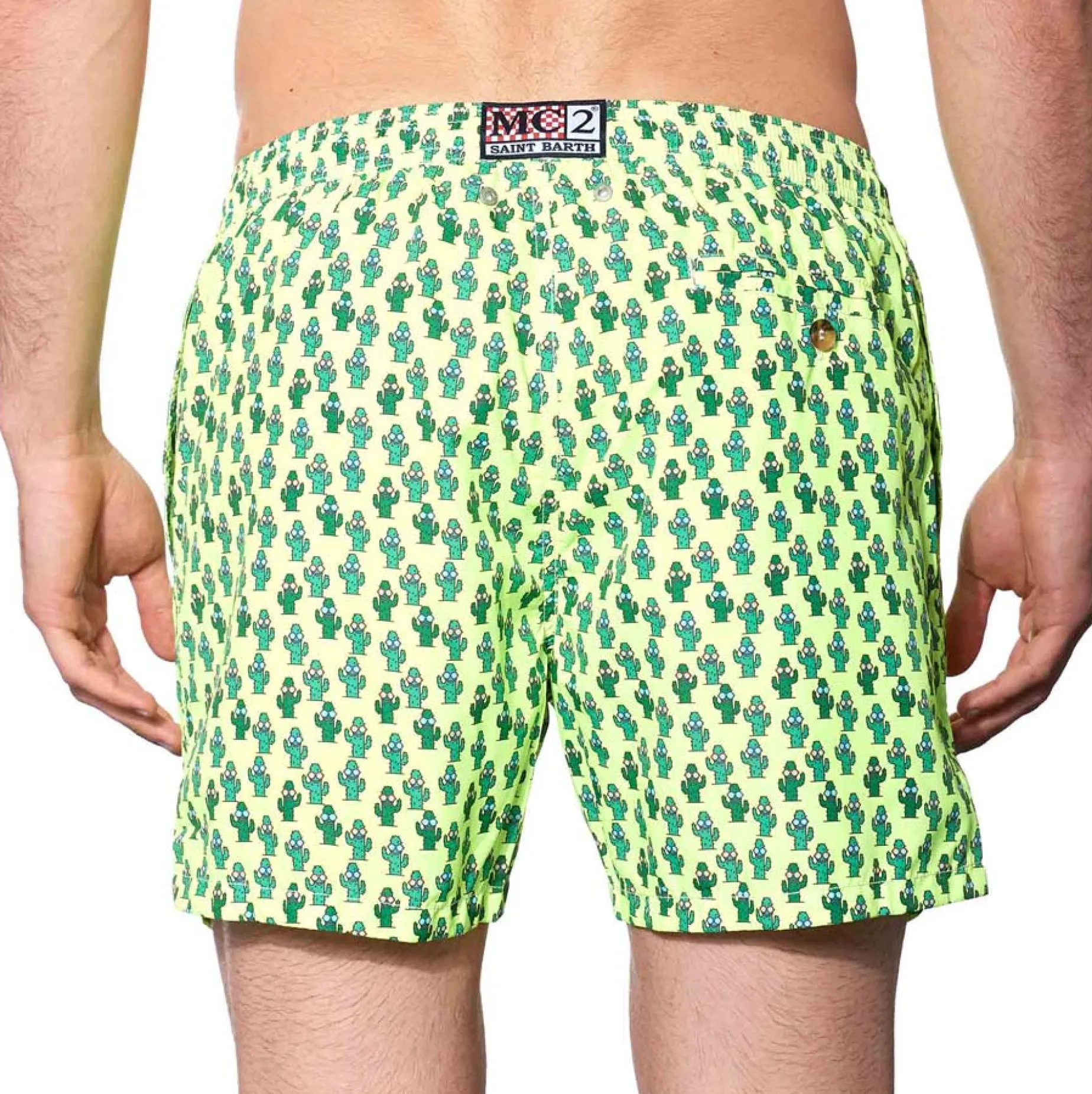 Herren-Badeshorts aus leichtem Stoff mit Kaktusmuster