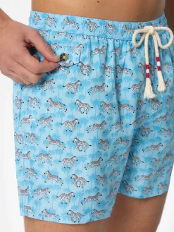 Herren-Badeshorts aus leichtem Stoff mit Zebramuster