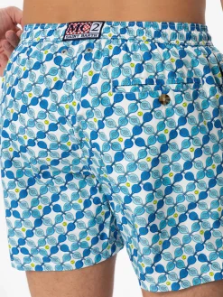 Herren-Badeshorts aus leichtem Stoff mit Padelschläger-Aufdruck