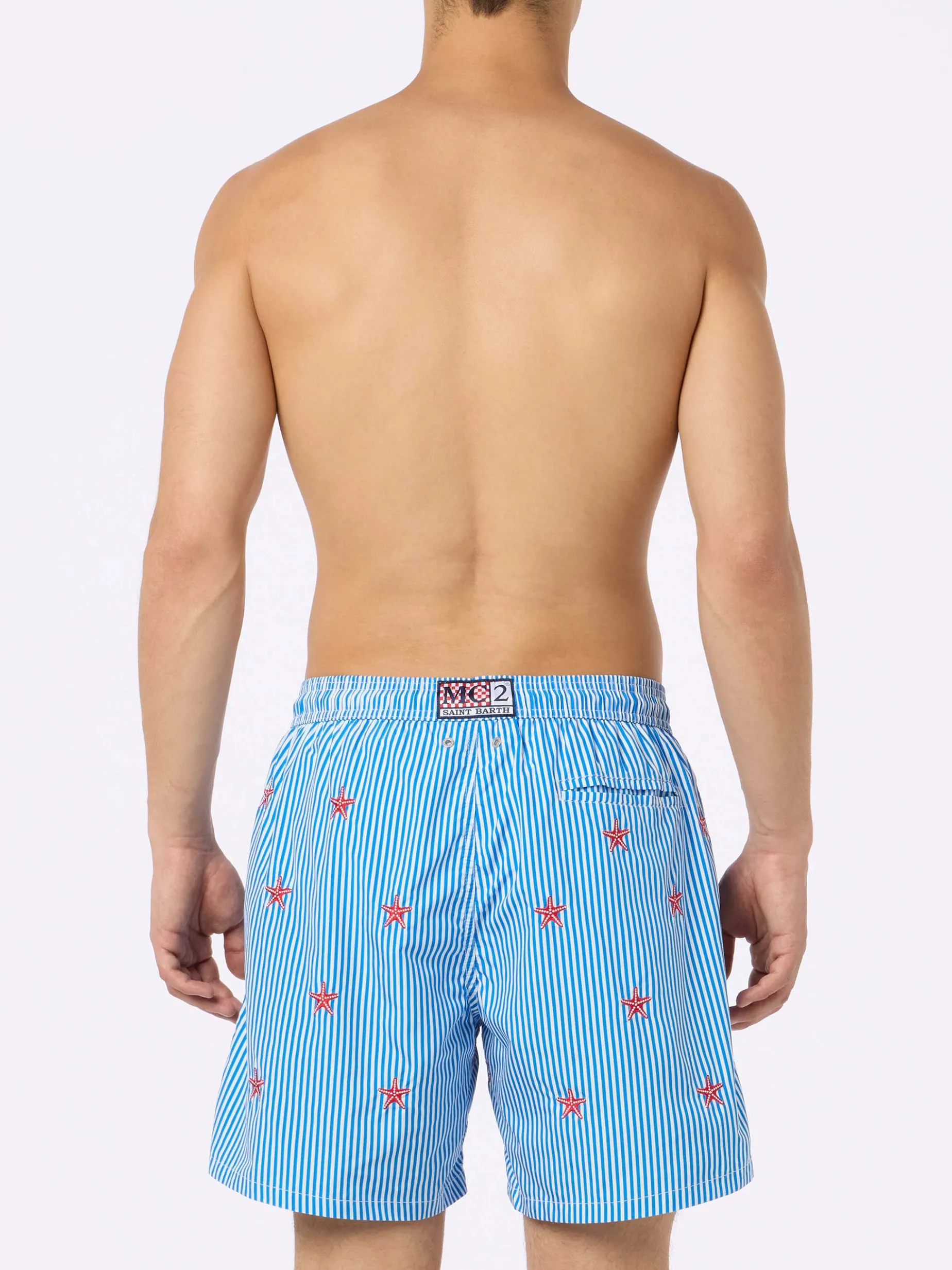 Herren-Badeshorts aus leichtem Stoff Lighting mit aufgestickten Seesternen