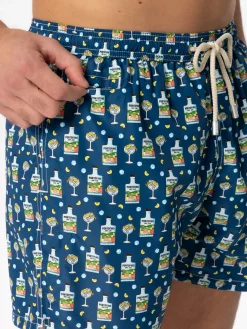 Herren-Badeshorts aus leichtem Stoff mit Portofino-Gin-Print | PORTOFINO DRY GIN SONDEREDITION