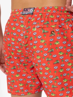 Herren-Badeshorts aus leichtem Stoff mit Krokodildruck