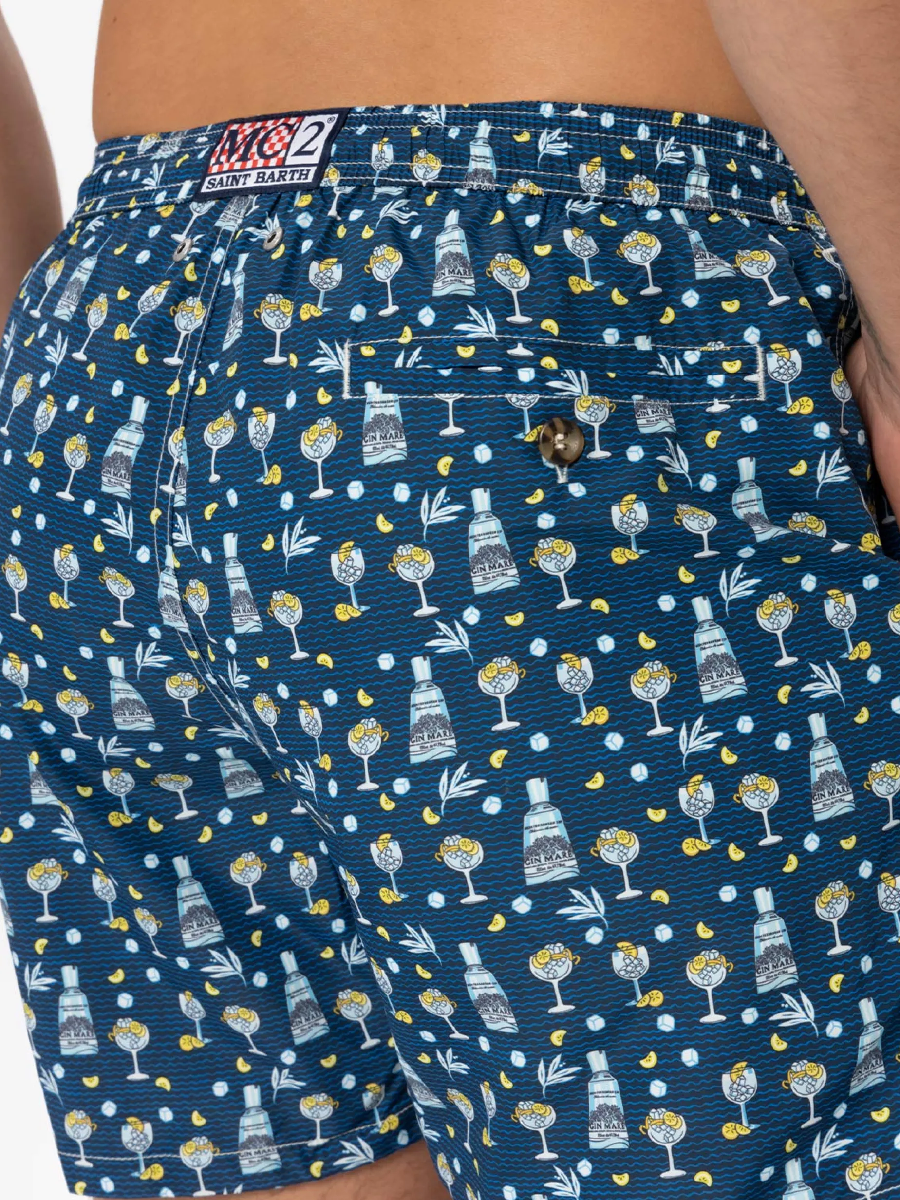 Herren-Badeshorts aus leichtem Stoff mit Gin-Mare-Print | GIN MARE SONDEREDITION