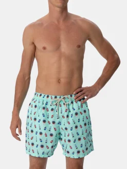 Herren-Badeshorts aus leichtem Stoff Lighting Micro Fantasy mit Uhren- und Getränkeaufdruck