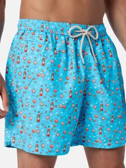 Herren-Badeshorts aus leichtem Stoff Lighting Micro Fantasy mit Aperol Spritz-Aufdruck | APEROL SONDEREDITION